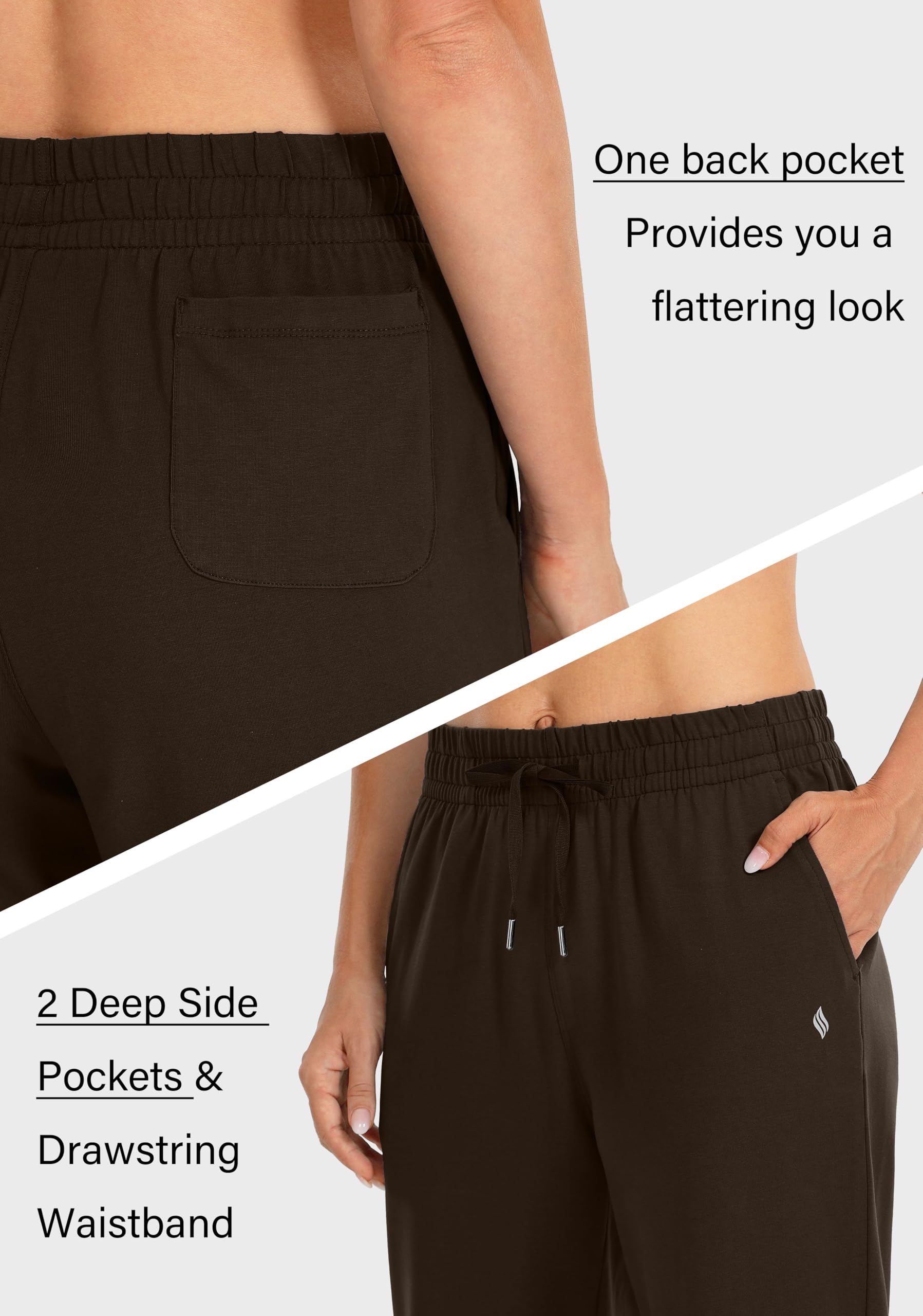 SANTINY Pantalon de survêtement décontracté en coton pour femme avec poches