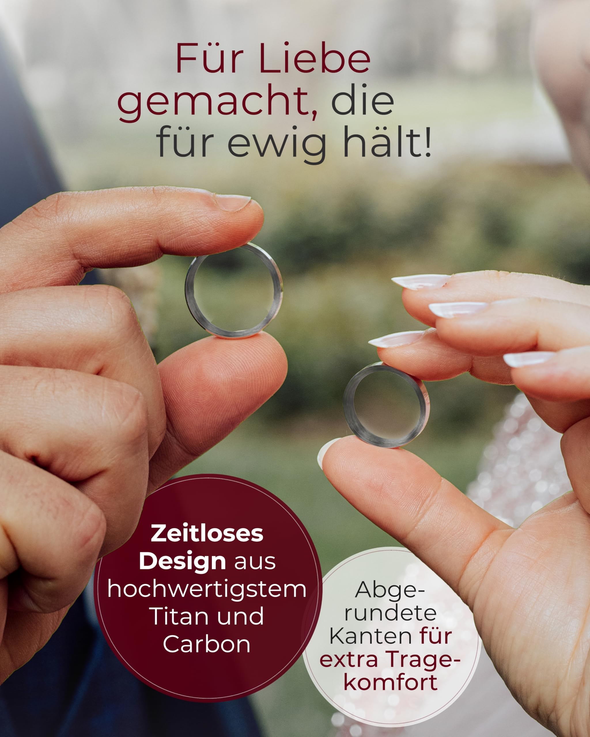 123traumringe Eheringe in Carbon & Titan I Partnerringe mit Brillant & Etui I Gravierbare Eheringe mit Ringgröße 50-70 mm I Hochwertige Verlobungsringe in 7 mm Breite & 2,5 mm Stärke I P9