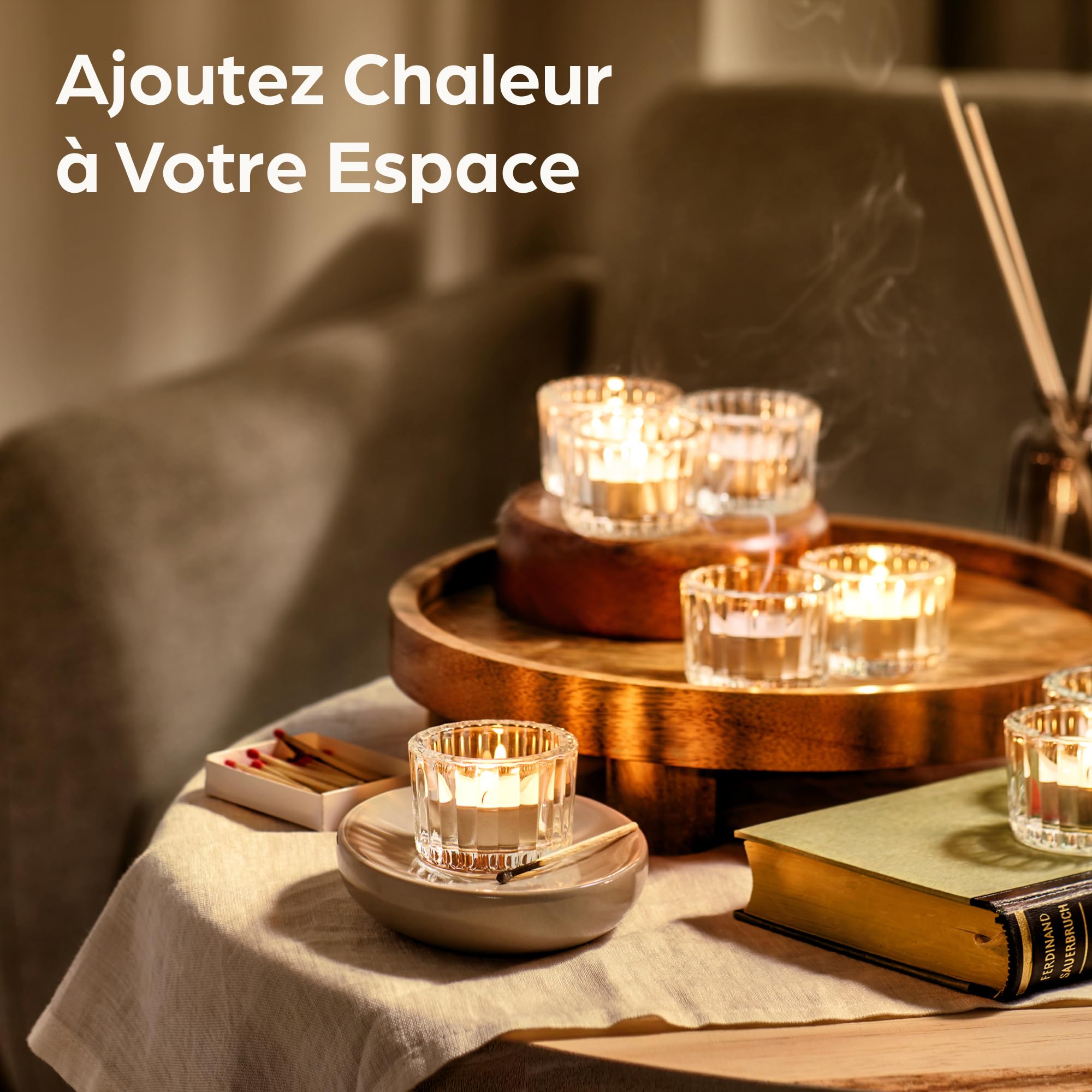 Photophore Bougeoir en Verre Transparent 12 Porte Bougie Décoration Maison Mariage Fête Table