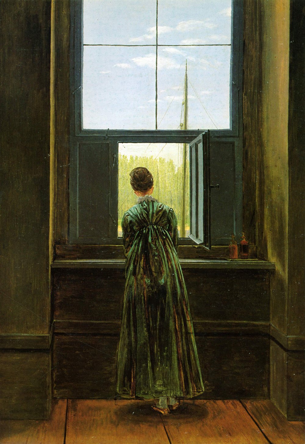 Lámina Caspar David Friedrich Out of the Window, cuadro de arte enmarcado tamaño mediano