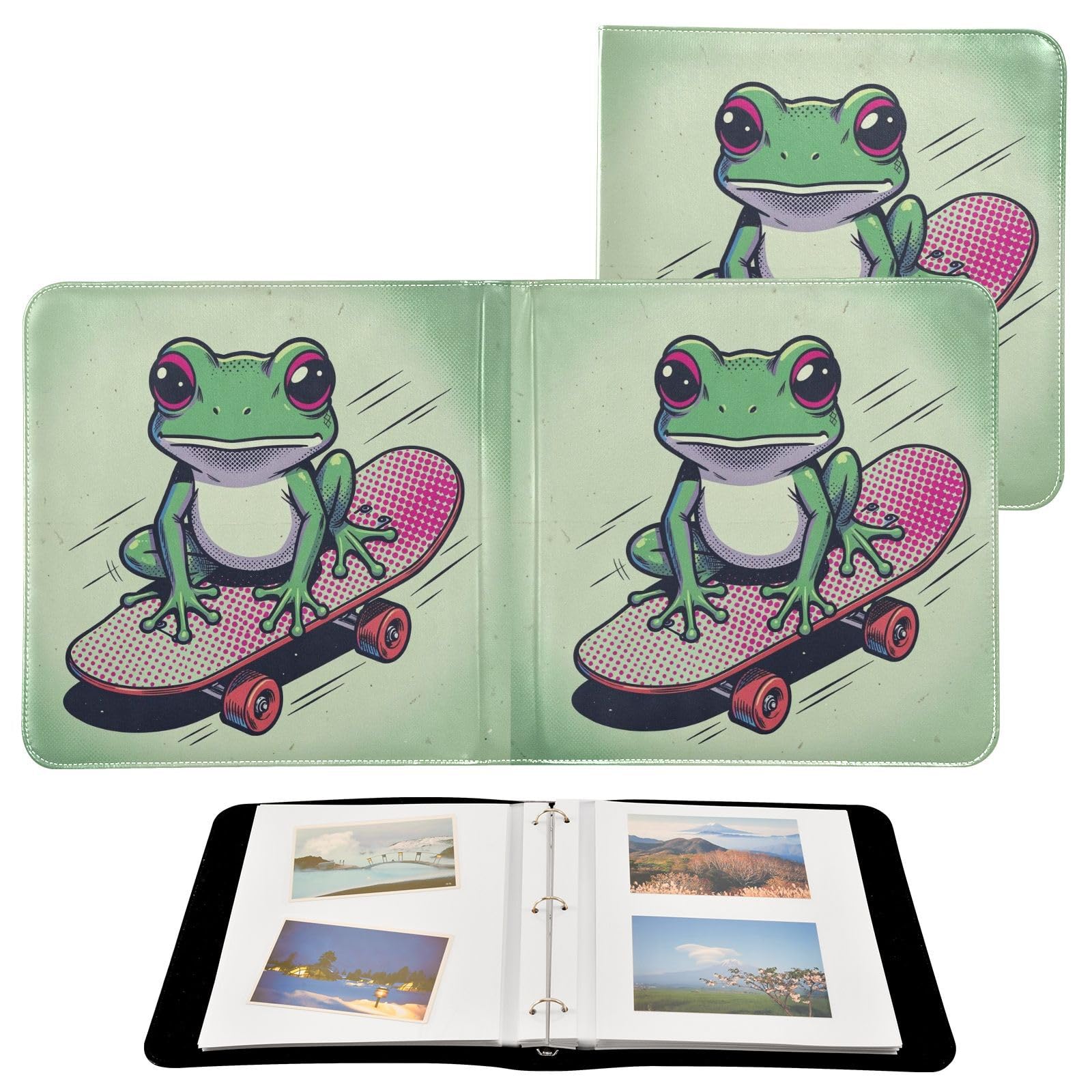 Żaba na deskorolce okładka ze skóry PU album fotograficzny