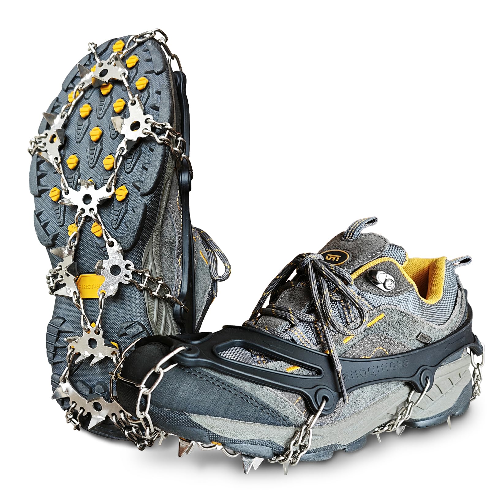 Ice Cleats Traction Snow Grips - Stainless Steel Spikes Crampons for Hiking, Fishing, Walking, Climbing