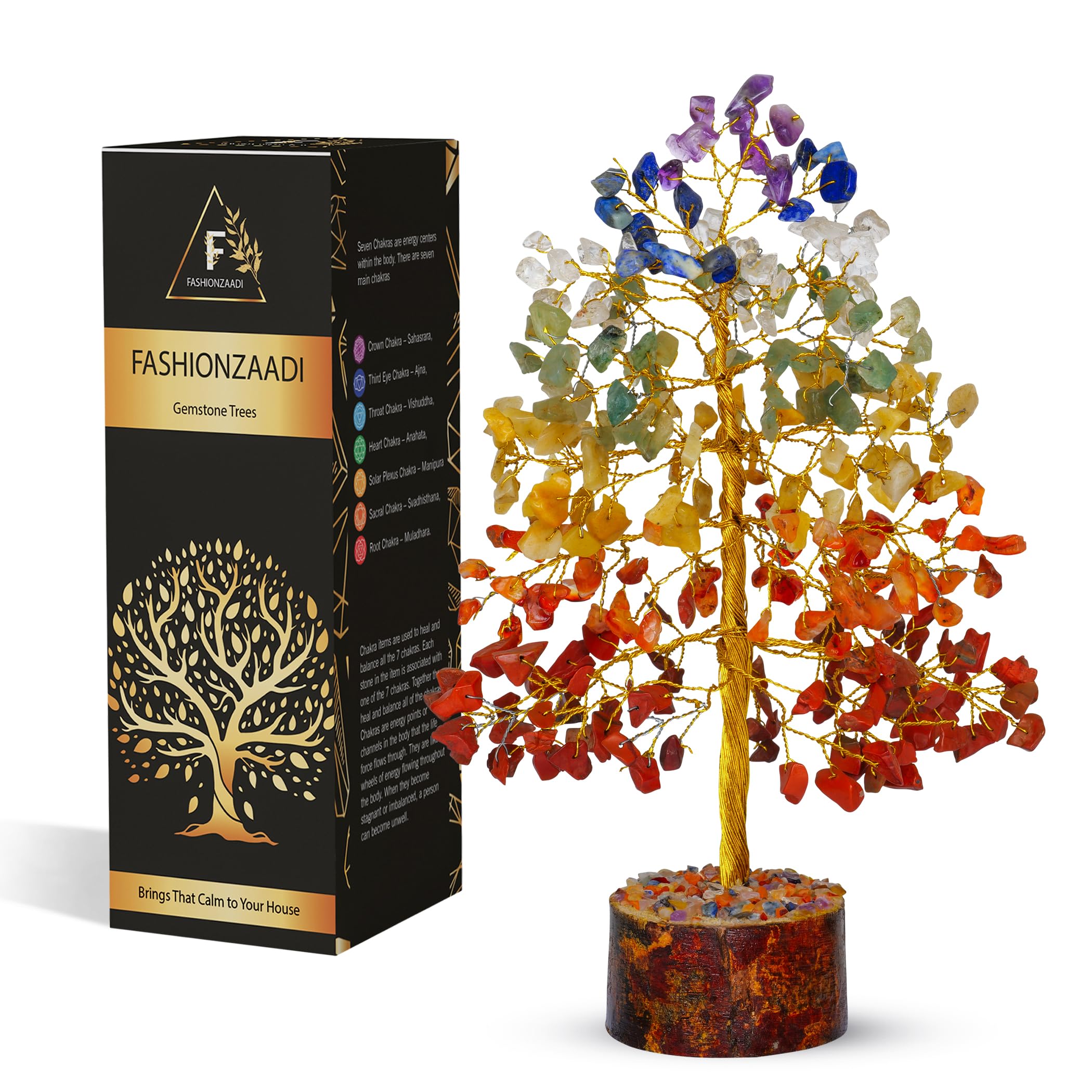 FASHIONZAADI 7 Chakra Crystal Tree of Life, Crystals and Healing Stones, Birthday Gifts for Women - Crystals for Positive Energy, Home Office Decor, Birthday Gifts for Women