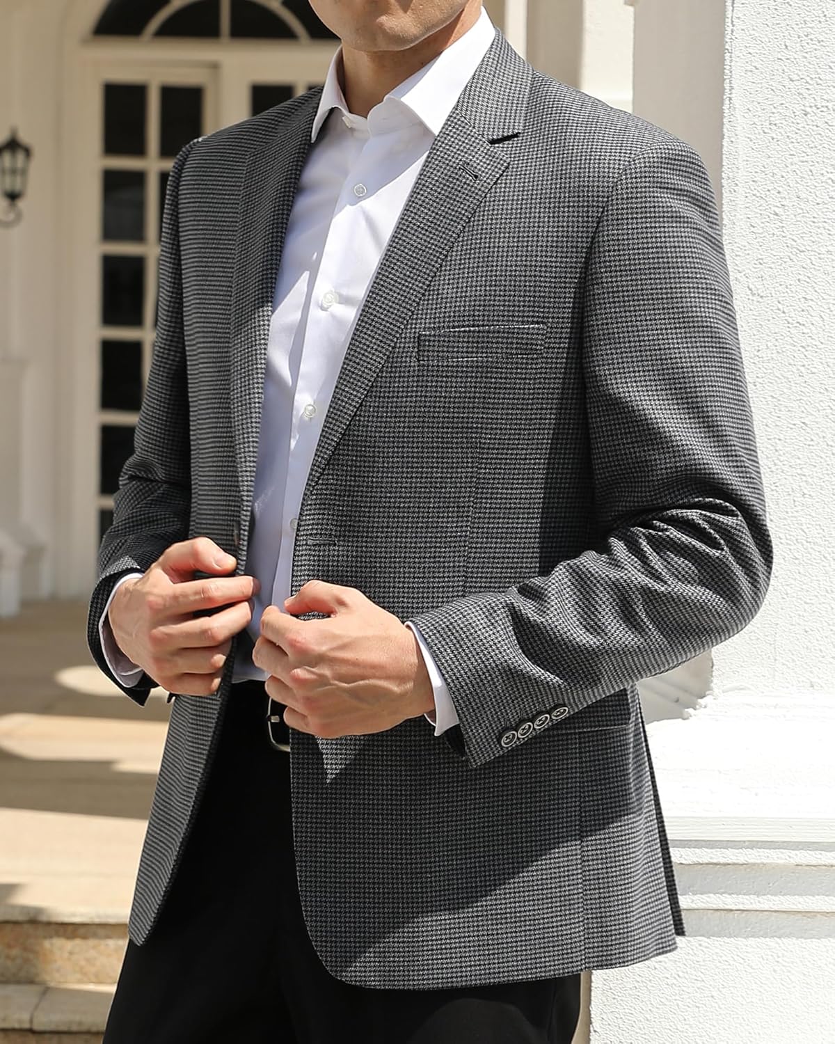 P&L Men's Classic Fit Houndstooth Blazer Sport Coat 2 Button Casual Jacket for Business, Party & Travel - Image 2