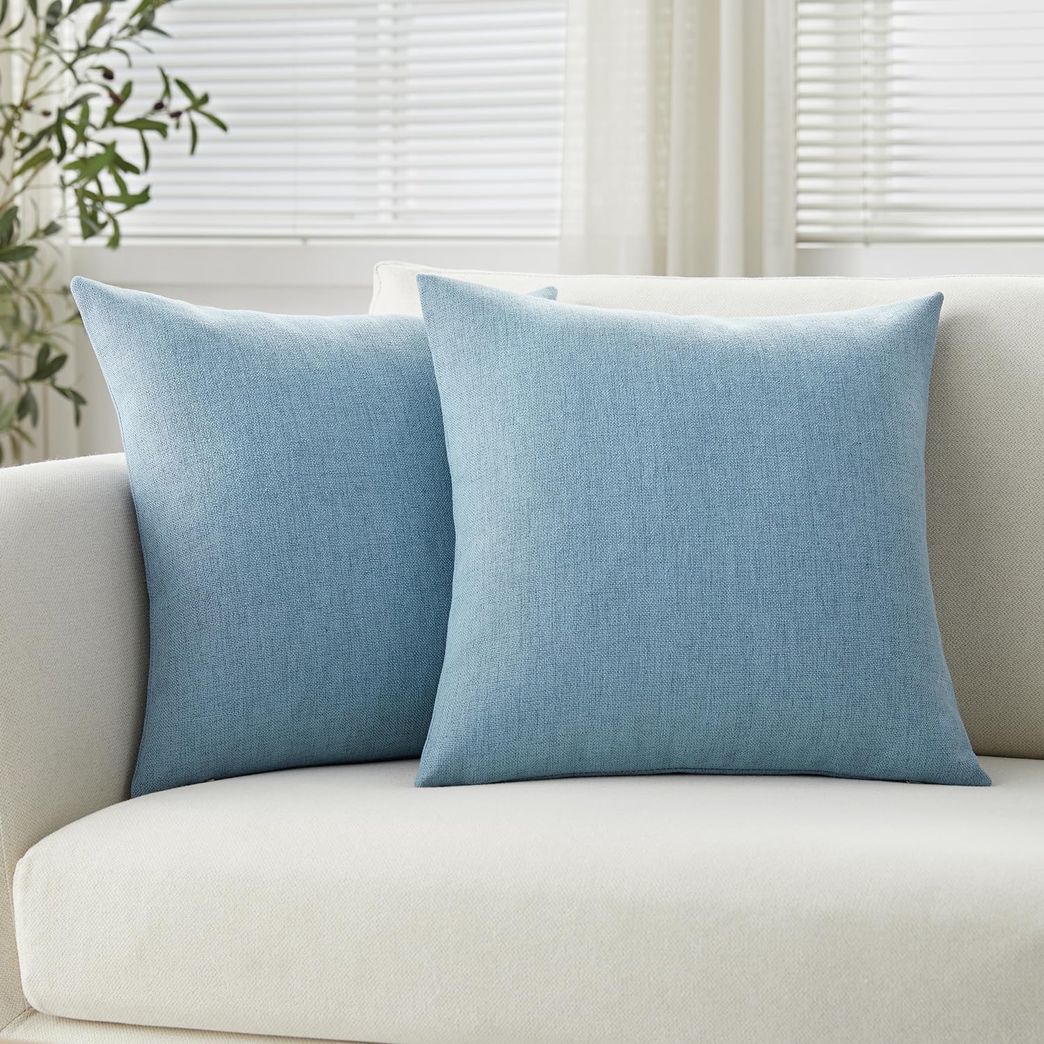Meekio Set of 2 Dusty Blue Pillow Covers 18 x 18 Inches