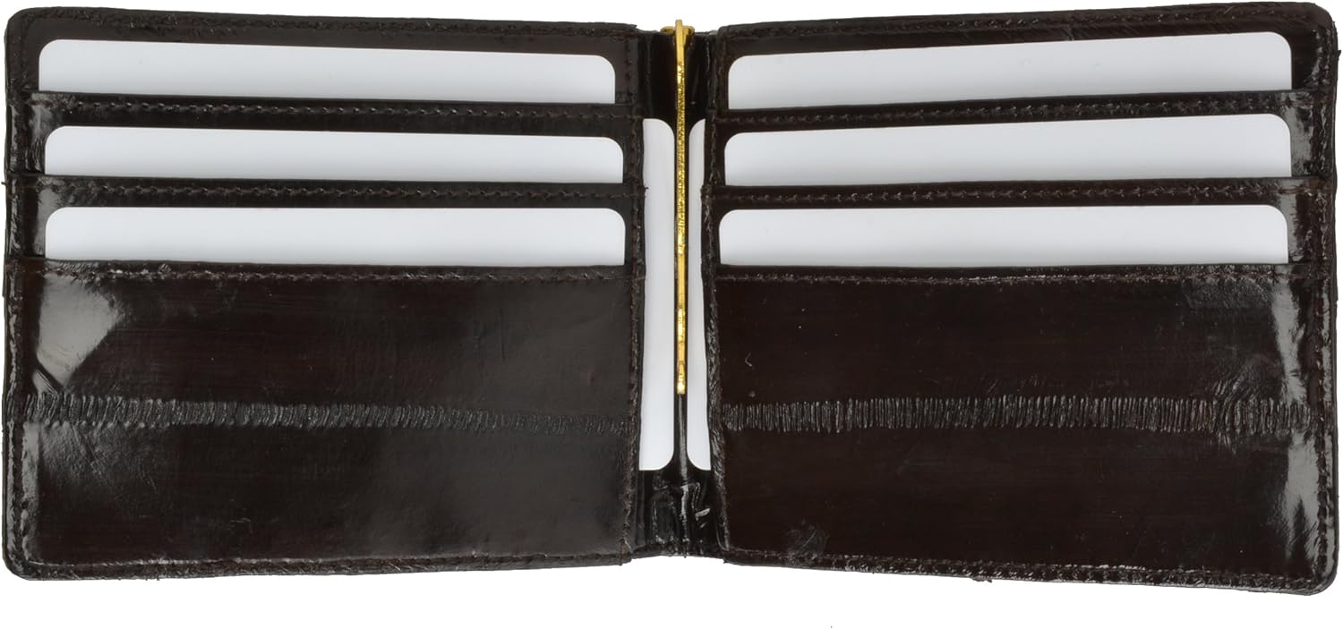 Marshal Wallet EEL Skin Money Clip and Card Holder Wallet # E717 Brown