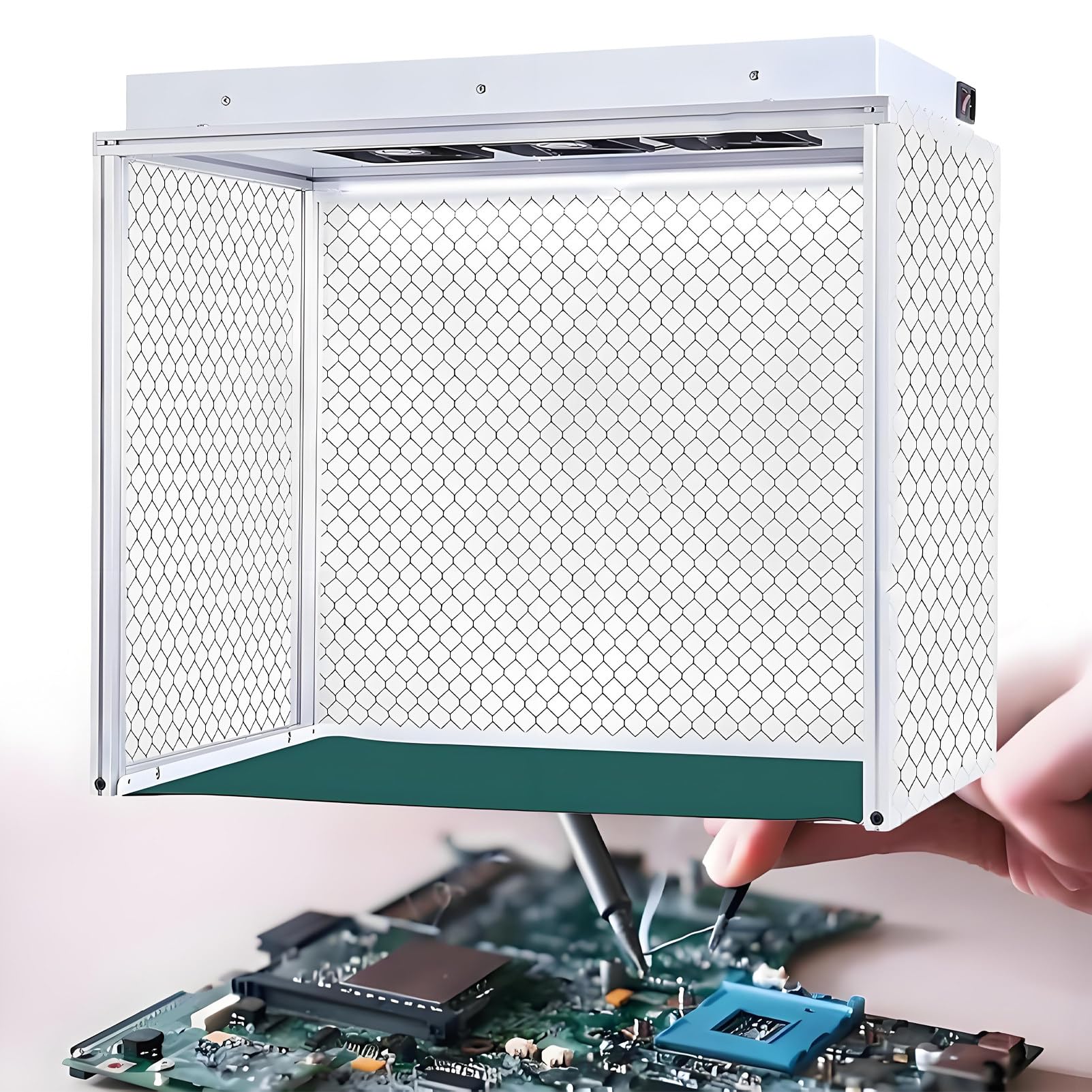 Campana de Flujo laminar Vertical con Filtro eficiente, estación de Trabajo de Banco Limpio con 3 Ventiladores y Cabina de Flujo de Aire ISO 5 para Laboratorio de micología
