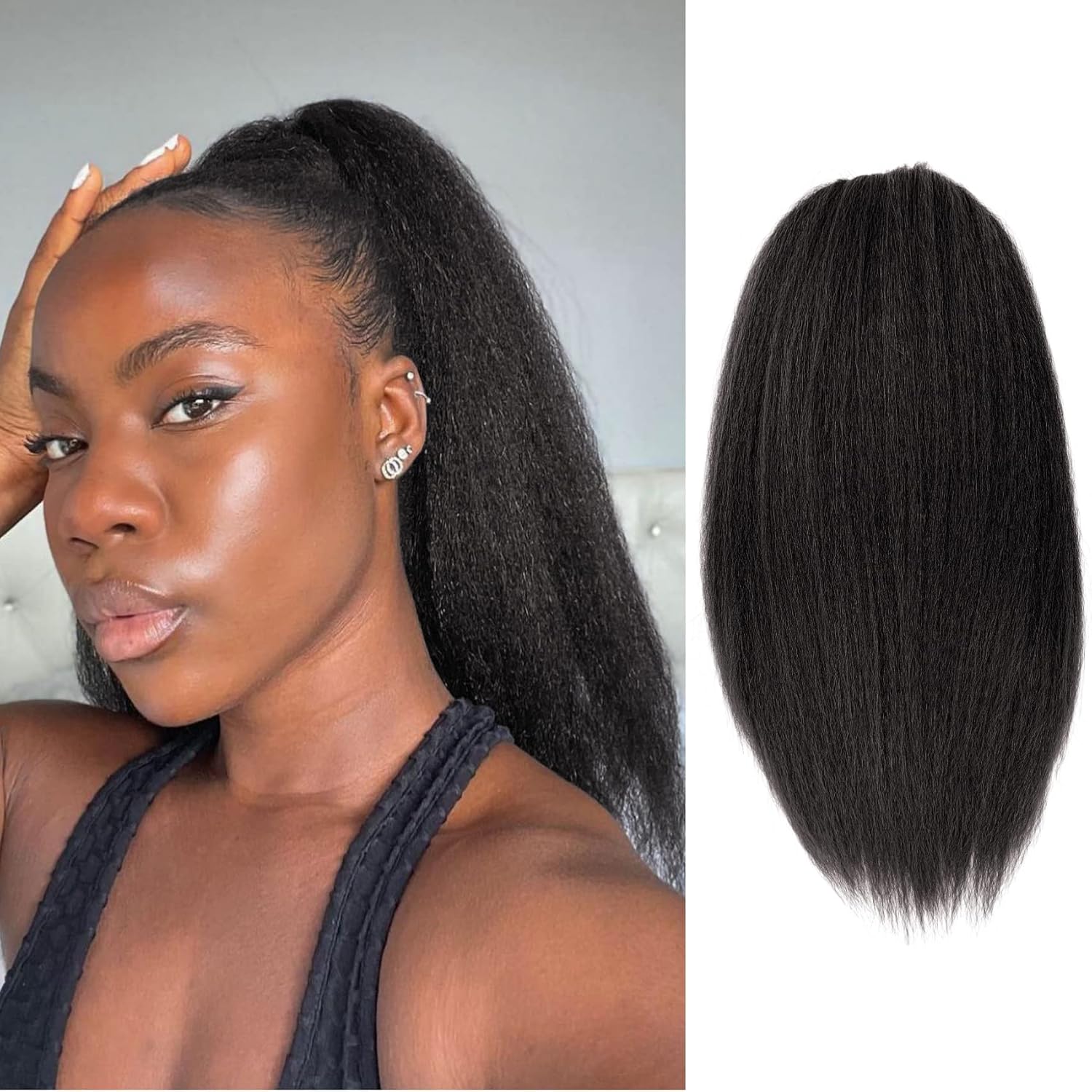 Kinky Straight Drawstring Ponytail Hair Pieces for Women