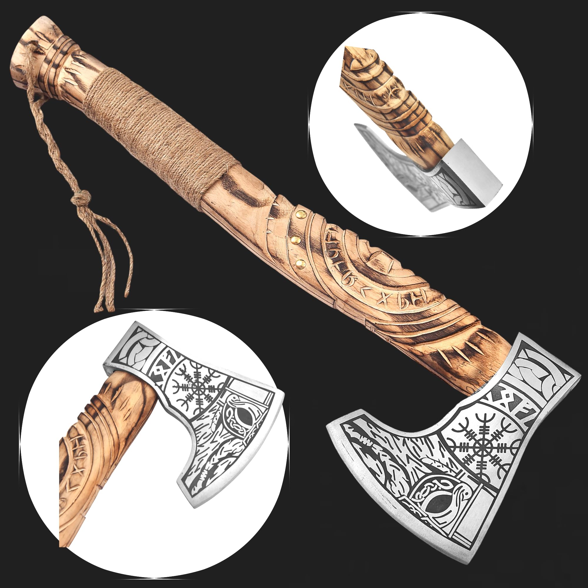 Viking Fer Hache de combat sur support - Catawiki