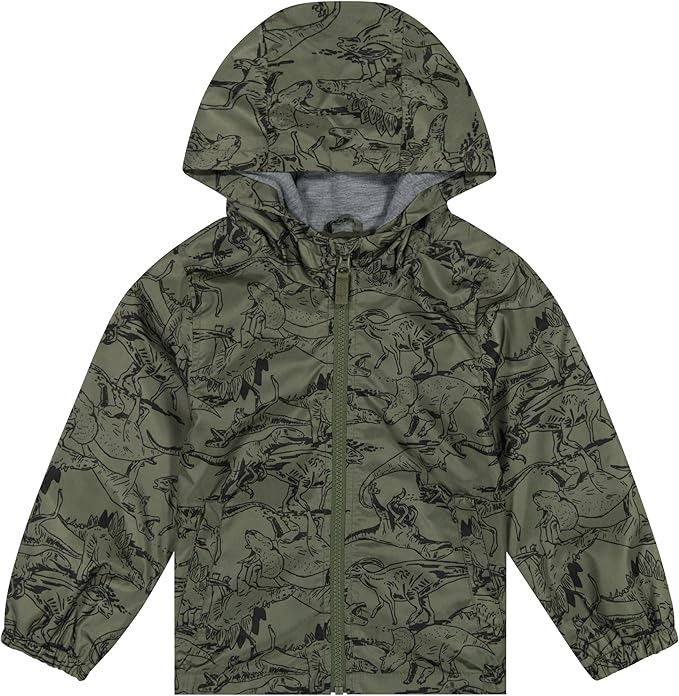 Carter's Boys' Color-Changing Rain Slicker Coat With Hood - Dark Grey Shark Print, Water-Resistant