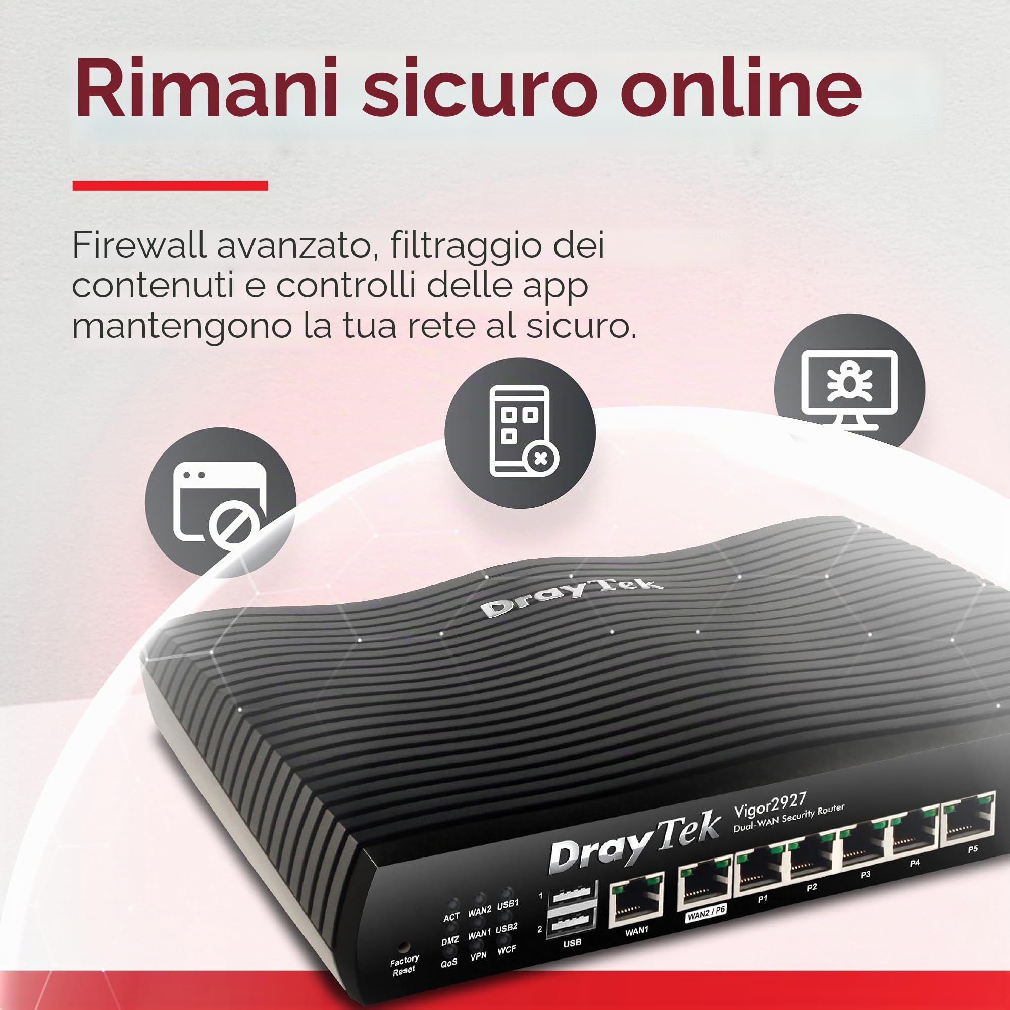 Draytek Vigor 2927 - Router - Switch Mit 6 Ports - Gige - WaN-Ports: 2 - An Rack Montierbar