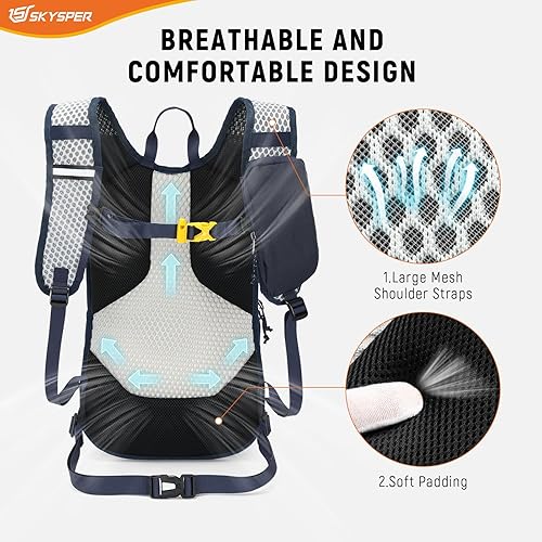 Miniatura 5 de SKYSPER Mochila de senderismo de 15 litros, mochila de viaje pequeña, transpirable, ligera, con bolsillo para el hombro, para mujeres y hombres