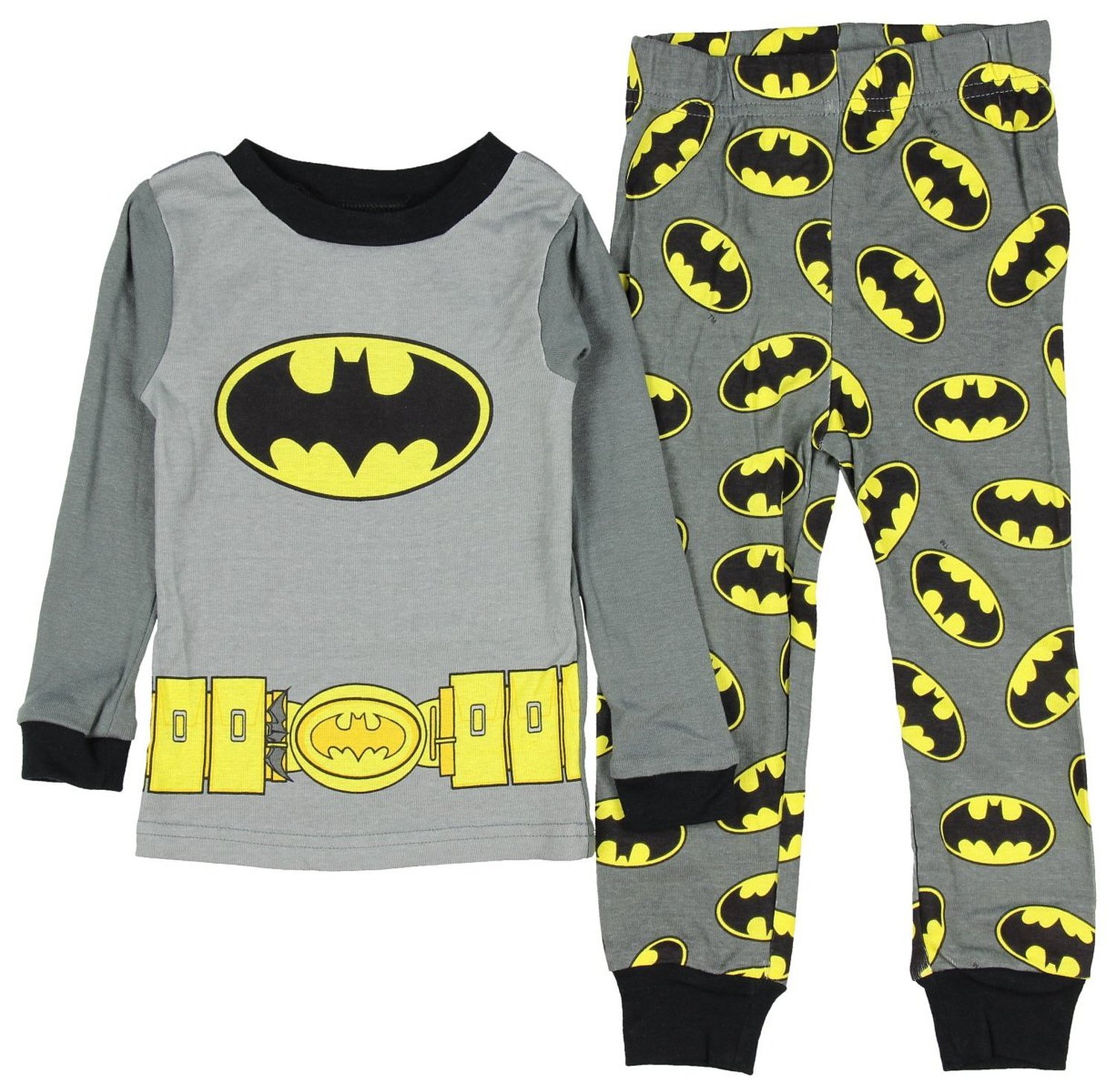 DC Comics Little Boys Toddler Batman Cotton Pajama Set (12M, Grey)