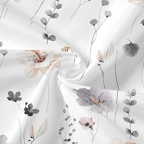 Miniatura 5 de Gibelle Juego de cortina de ducha 3 en 1, cortina de baño floral de acuarela gris carbón y forro de PEVA con 12 ganchos de acero de doble cara,