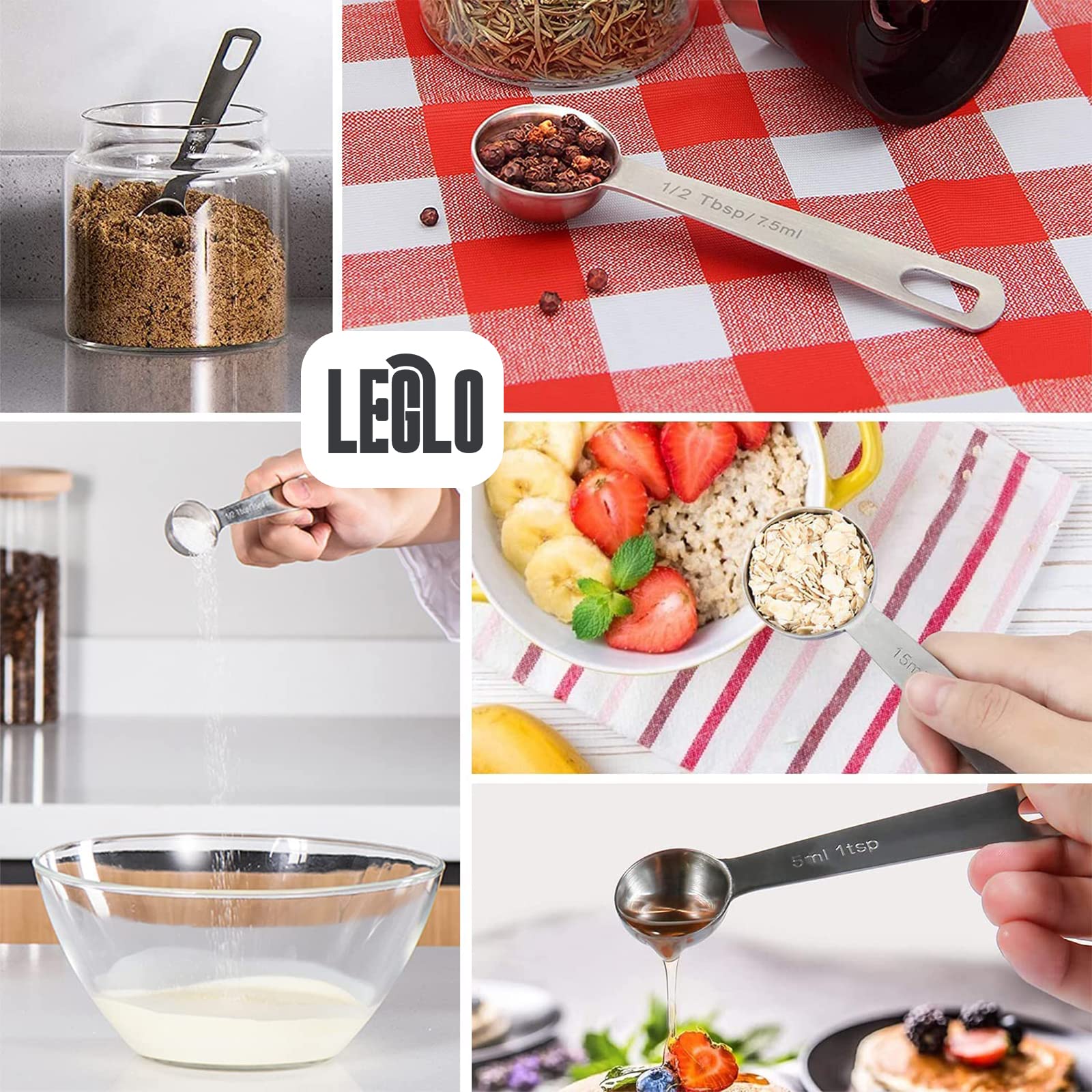 Set Di 7 Cucchiai Dosatori In Acciaio Inox Con Livellatore – Misurini Per Cucina