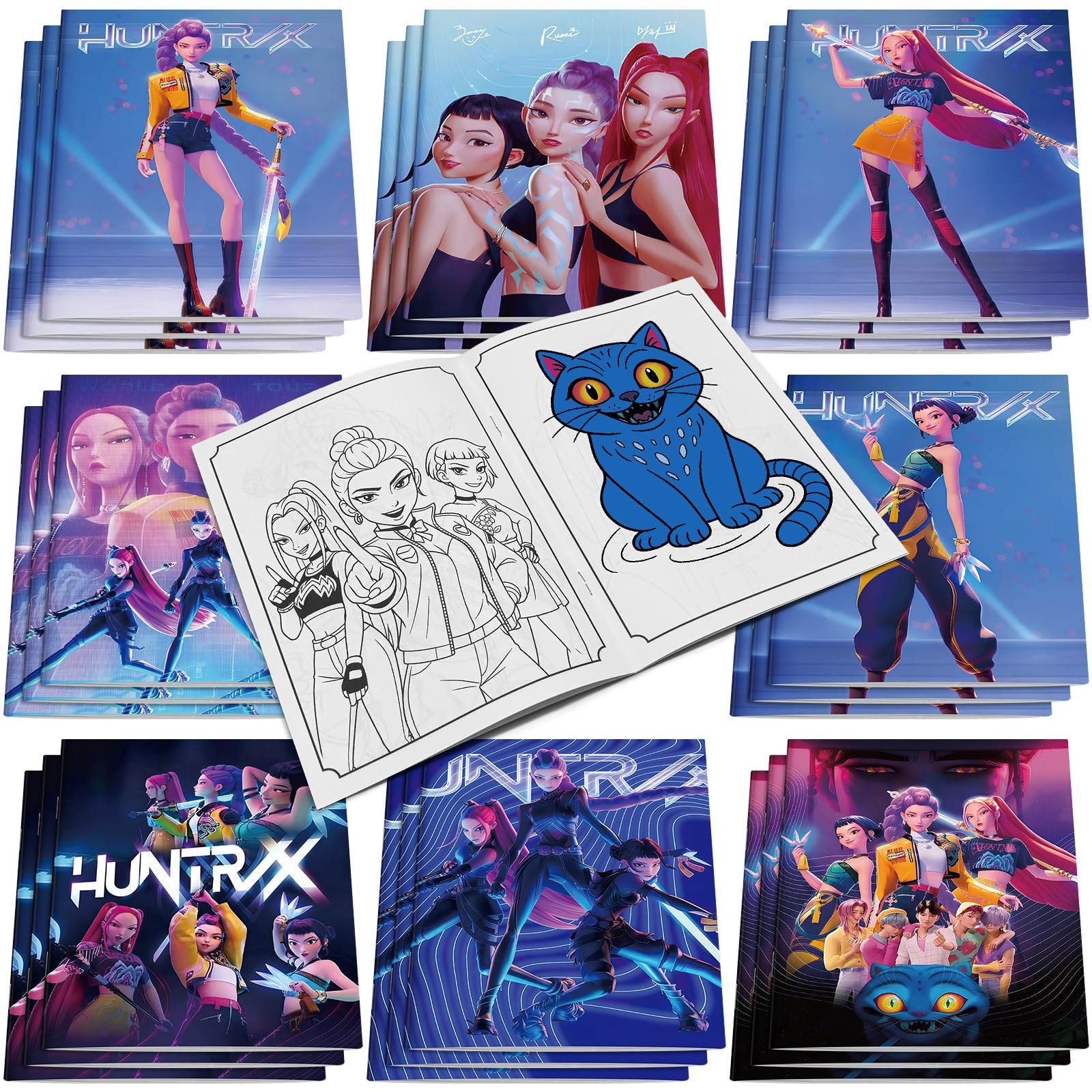 Demon Hunters Birthday Party Supplies, 24PCS Coloring Books for Kpop Birthday Party Gifts, Goodie Bag Stuffers, Classroom Rewards, Decorations, 8 Styles