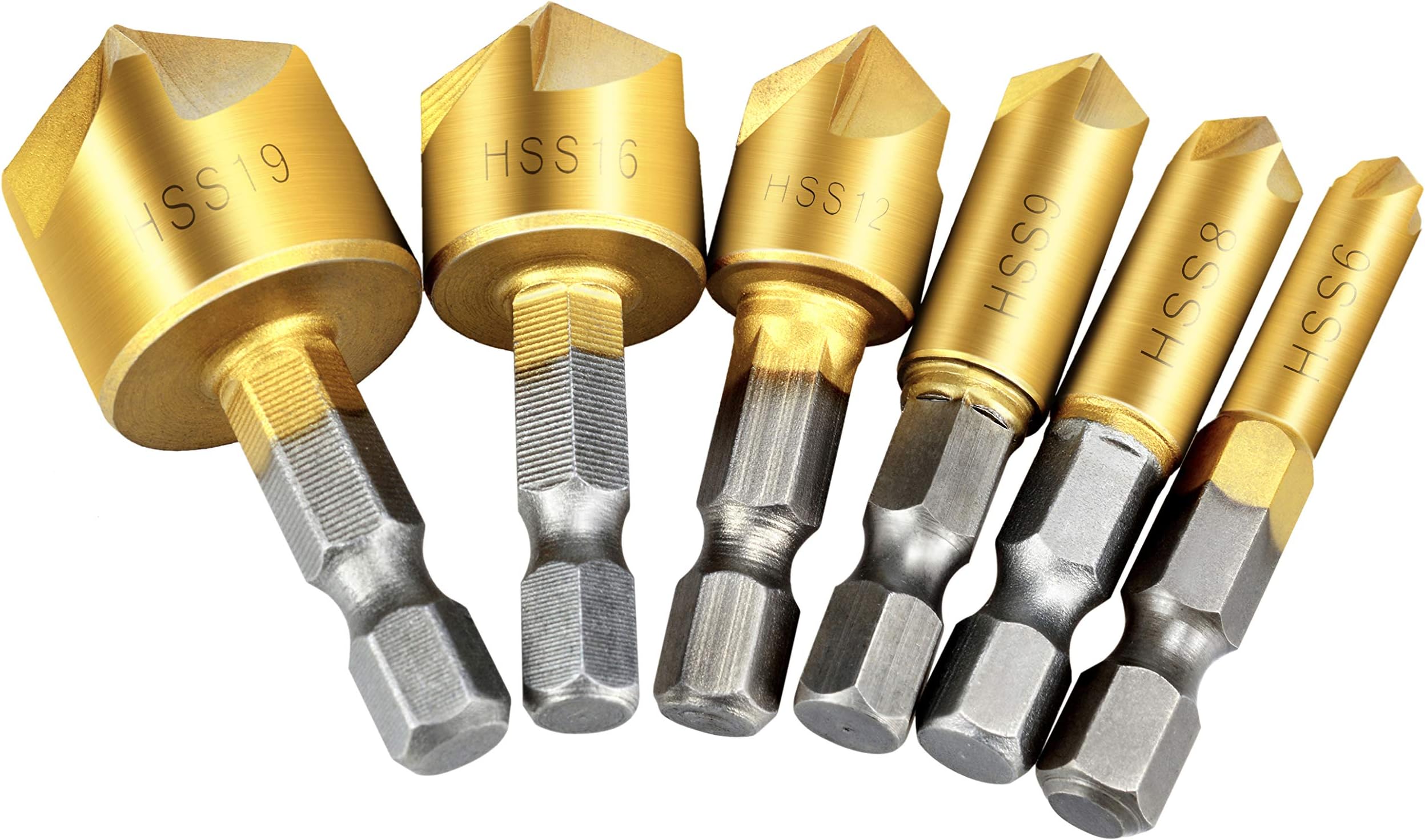 Countersink Drill Bit - 90 Degree HSS 5 Flute Countersink Drill Bit Set 1/4'' Hex Shank for Wood Quick Change Bit by MoArmor