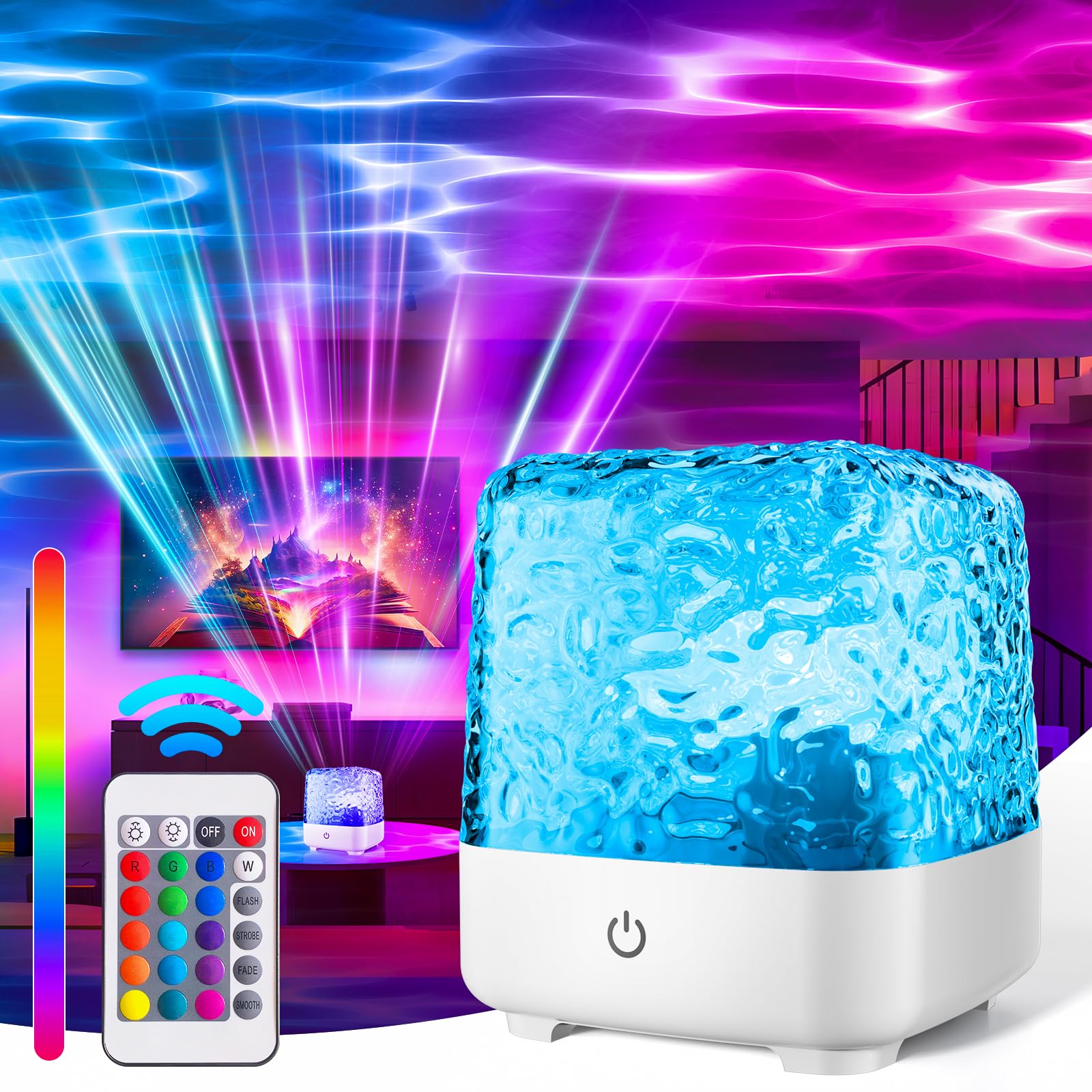 Fokky Proiettore Galaxy E Onde Oceaniche 16 Colori - Lampada Notte 3D Con Telecomando E Touch, Effetti Luminosi Per Camera Da Letto, Festa E Relax, Regalo Originale - 2