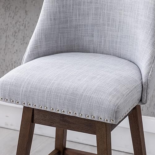 Miniatura 7 de Taburetes de bar de altura de mostrador de 27.5 pulgadas, taburetes de cocina modernos de lino con respaldo, taburetes de bar giratorios de 360,