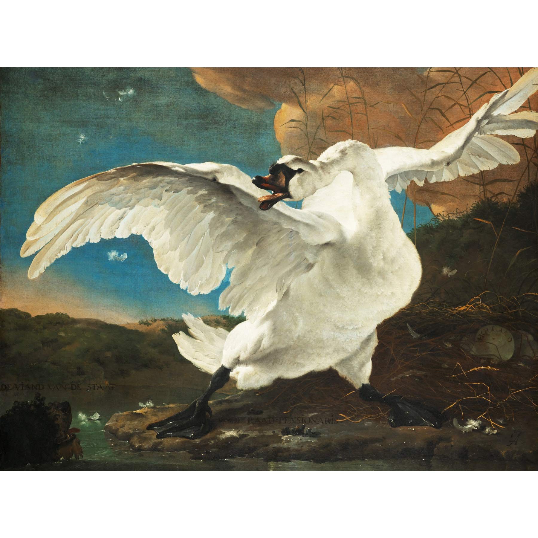 Asselijn The Threatened Swan Painting Large Wall Art Poster Print Thick Paper 18X24 Inch