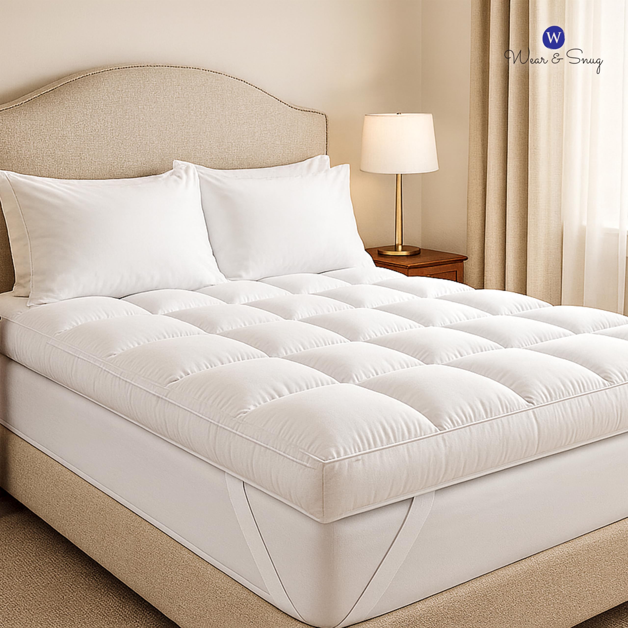 Mattress Topper 10cm Thick King Size Bed 1100 GSM Breathable Microfiber Topper Hotel Quali...