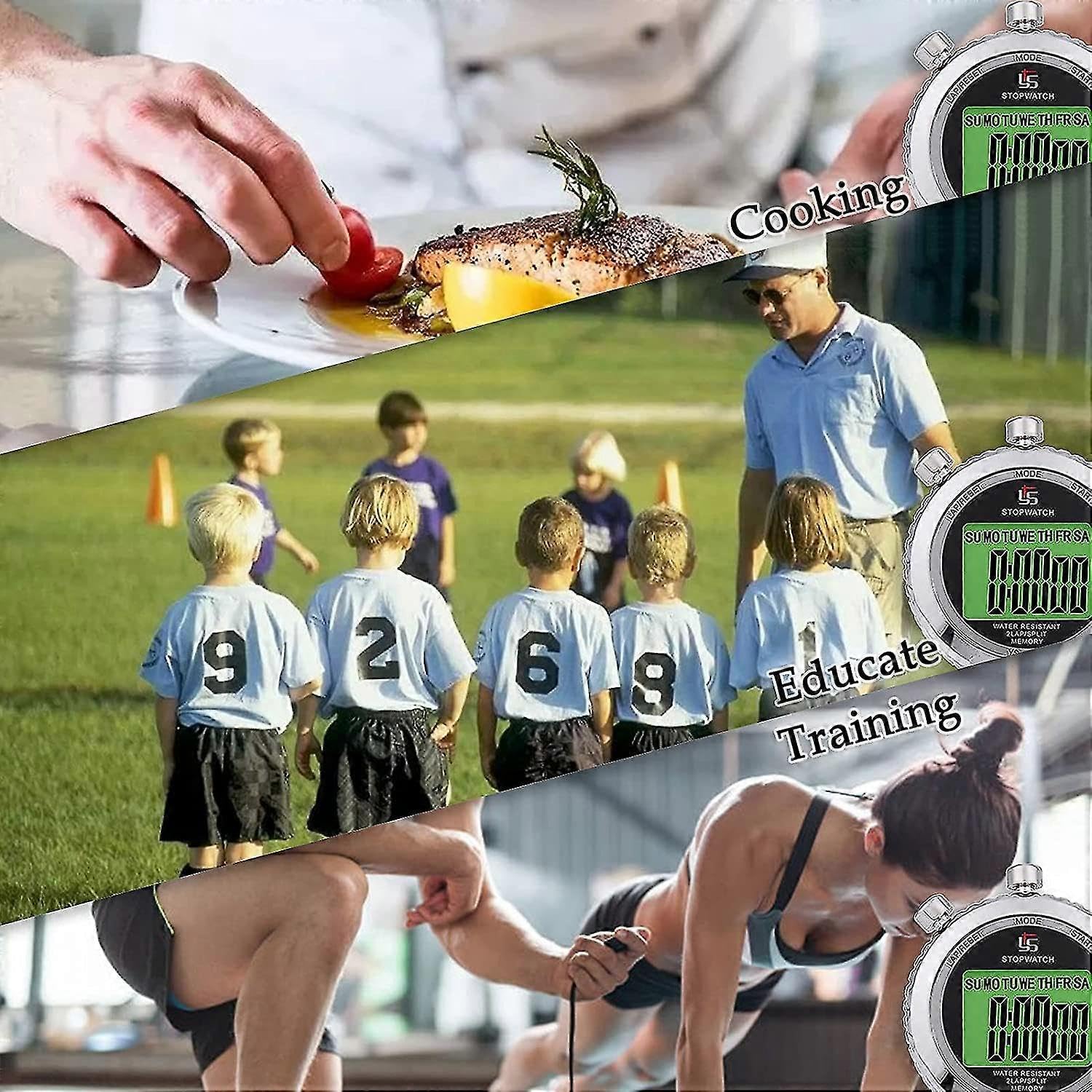 Cronometro con fischietto, professionale, 2 memoria, cronometro con funzione mute e luce per lo sport