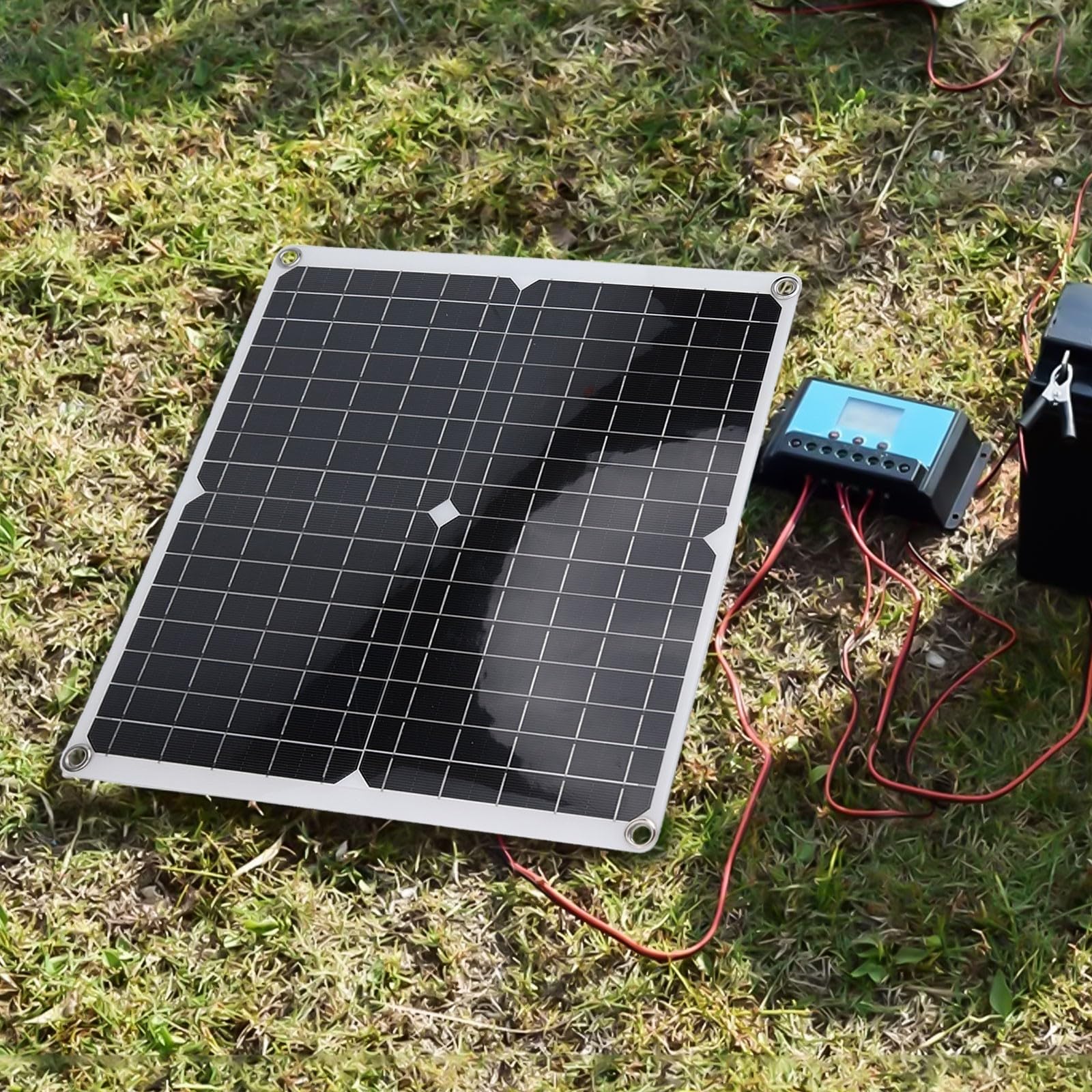 Kit caricatore solare portatile da 50 W per sistemi a 12 Volt, adatto per camper e barche con cavi di ricarica multifunzione