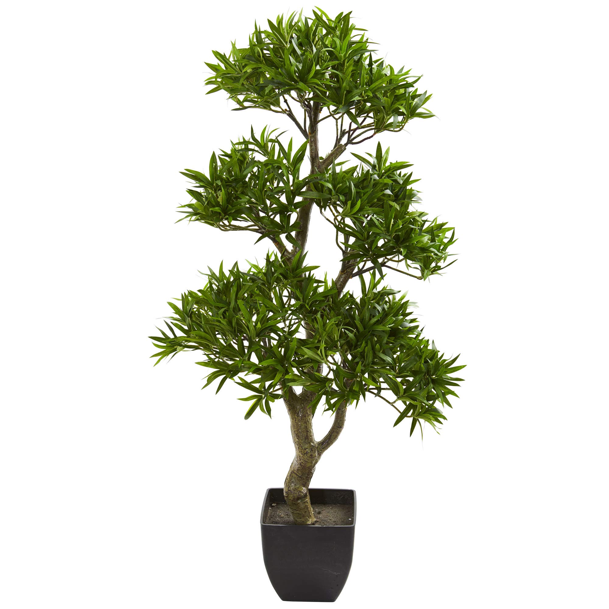 Nearly Natural 37” Bonsai Styled Podocarpus Artificial Silk Trees Green