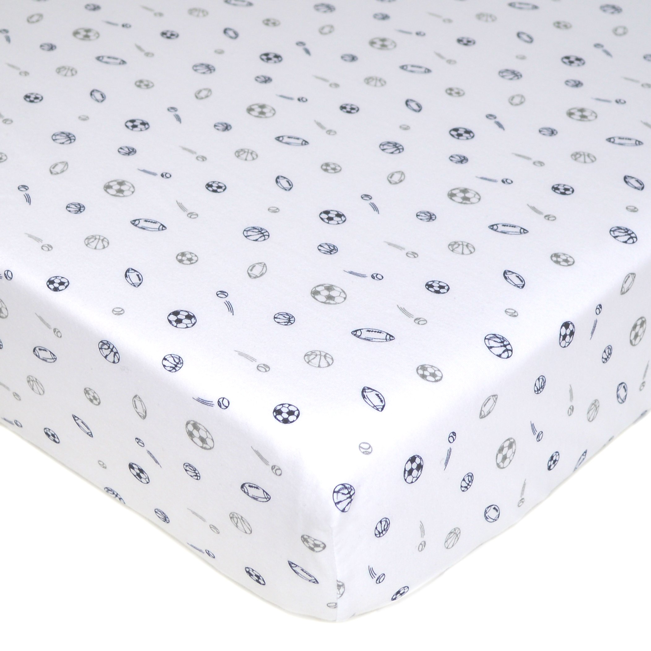 American Baby Company Fitted Crib Sheet 28" x 52", Soft Breathable Neutral 100% Cotton Jersey Sheet, Navy/Gray Sports, for Boys and Girls, Fits Crib