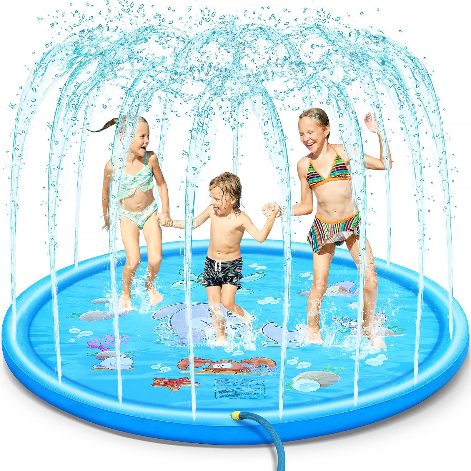 Splash Pad, 70โ Sprinkler for Kids Baby Toddler Pool Durable Outdoor Water Play Backyard Splash Play Mat Inflatable Water Toys Sprinkler Pool for Baby Kiddie Pool Outdoor Summer Wedding Swimming Pool