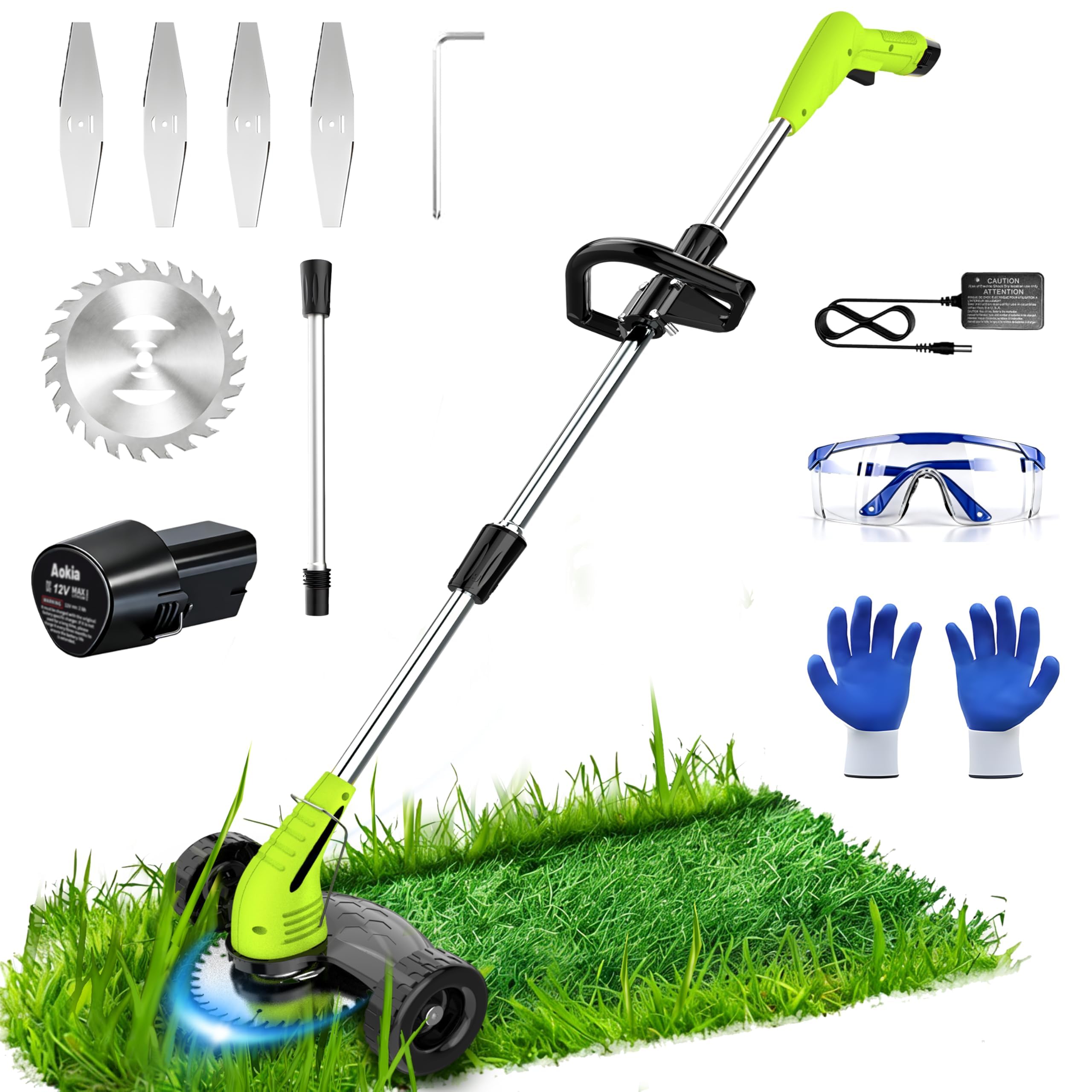 Aokia 12V Cordless Weed Wacker, 65-Inch Pole