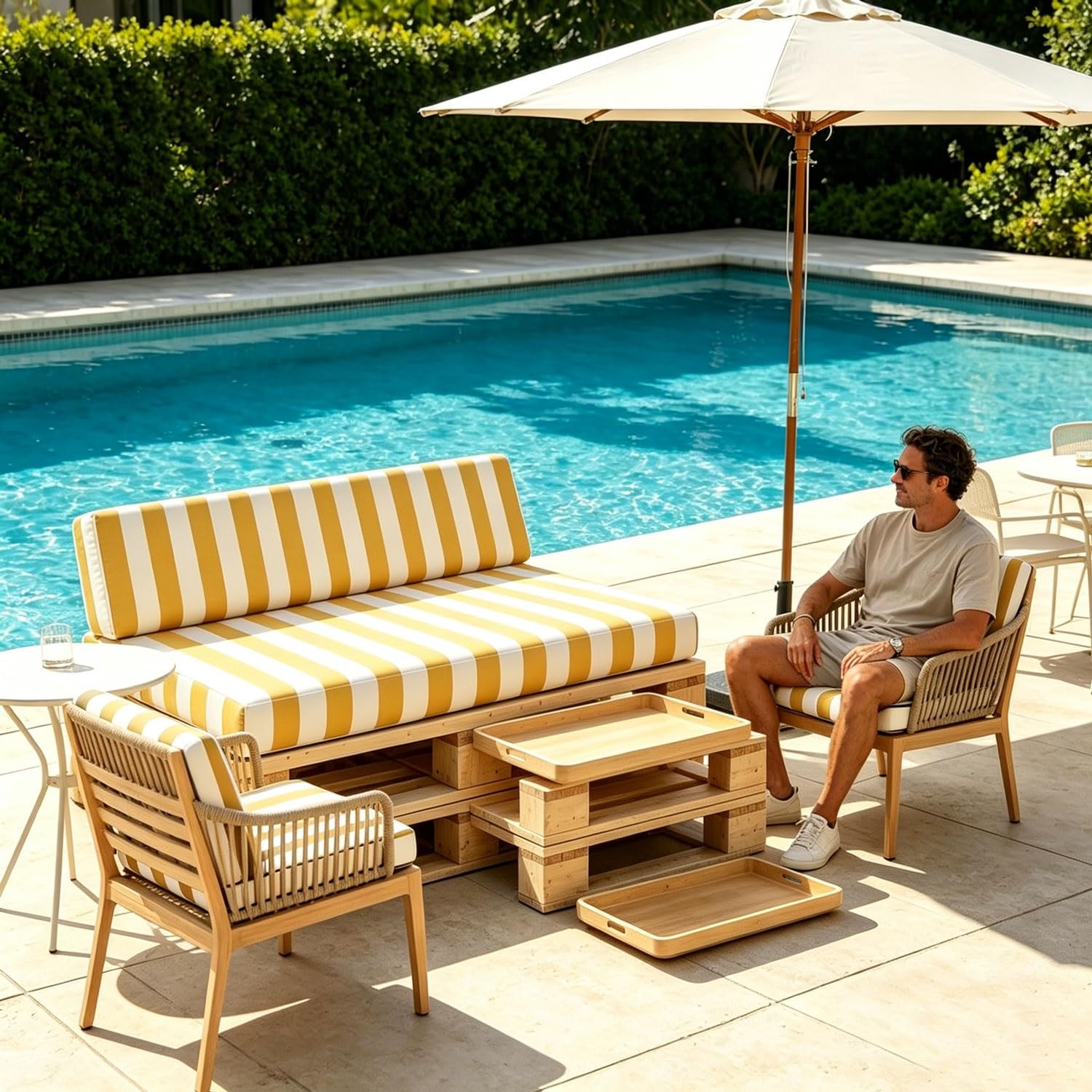 Générique Housse Palette Imperméable 120x60/120x80/60x40/120x40cm,Housse Coussin Extérieur Zip Fond Antidérapant Revêtement Canapé Jardin, Protection Coussin Palette(M2,Seat：60x120x10cm)