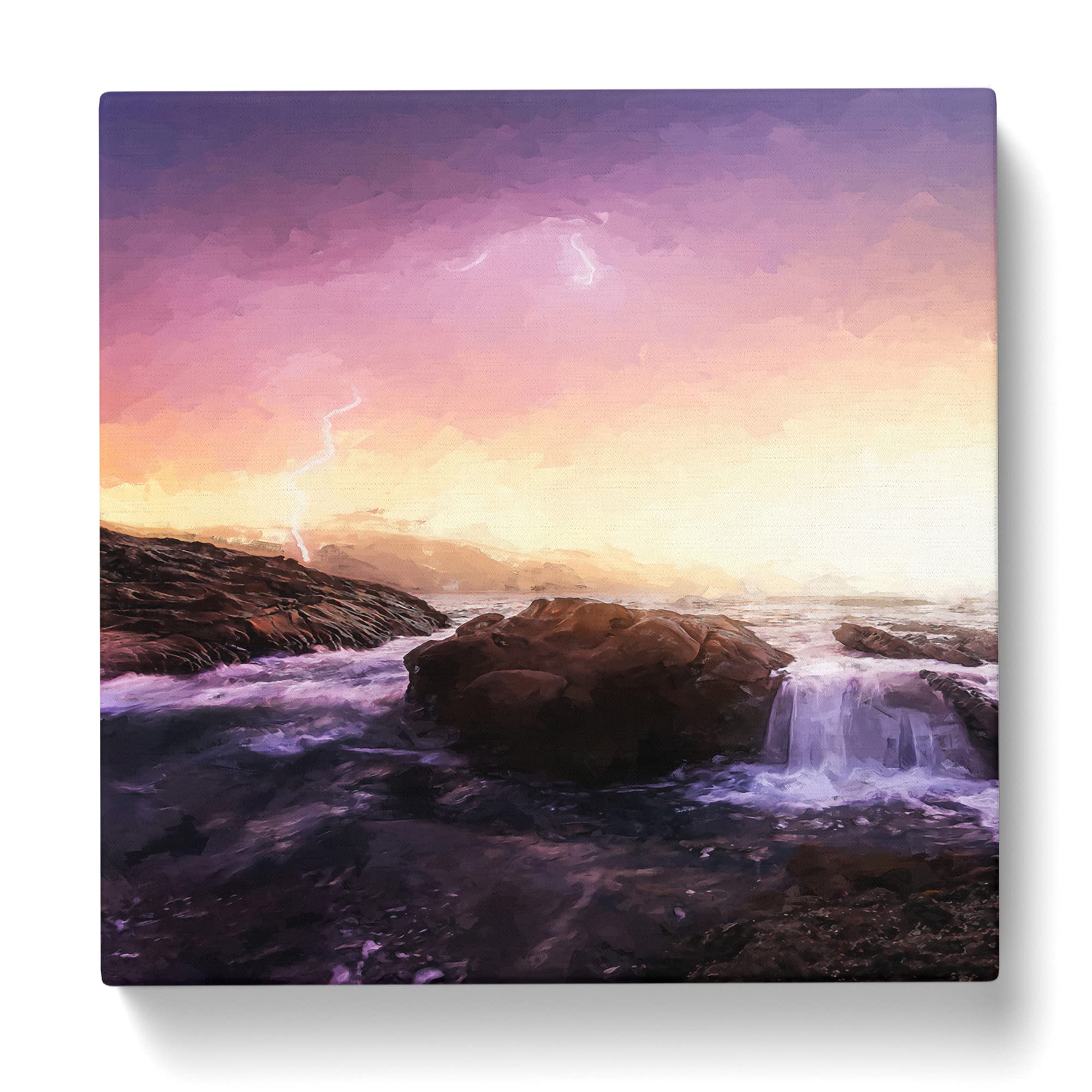 Lightening Over Laguna Beach Canvas Print, Mixed, 35L x 35W cm - Image 3