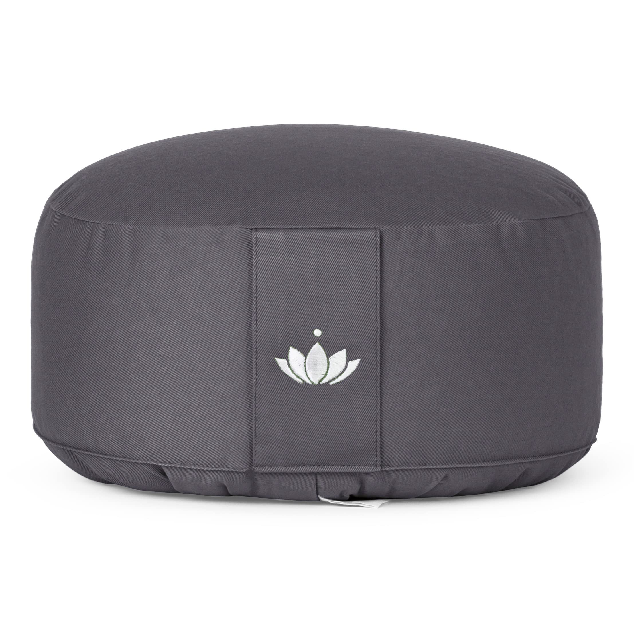 LOTUSCRAFTS Cuscino da meditazione, altezza seduta 15 cm, modello Lotus rotondo, cuscino da yoga, cuscino yoga, fodera in cotone lavabile, imbottitura in farro, certificato GOTS, logo ricamato