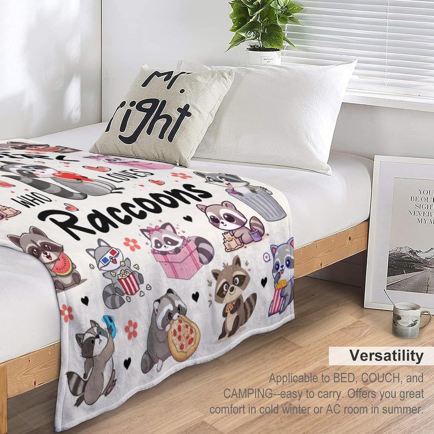 Raccoon Blanket Gifts for Raccoons Lover Adults Kids,Raccoon Stuffed Animal Throw Blankets,Raccoons Christmas Birthday Gifts for Women Girls 50"X40" - Image 6