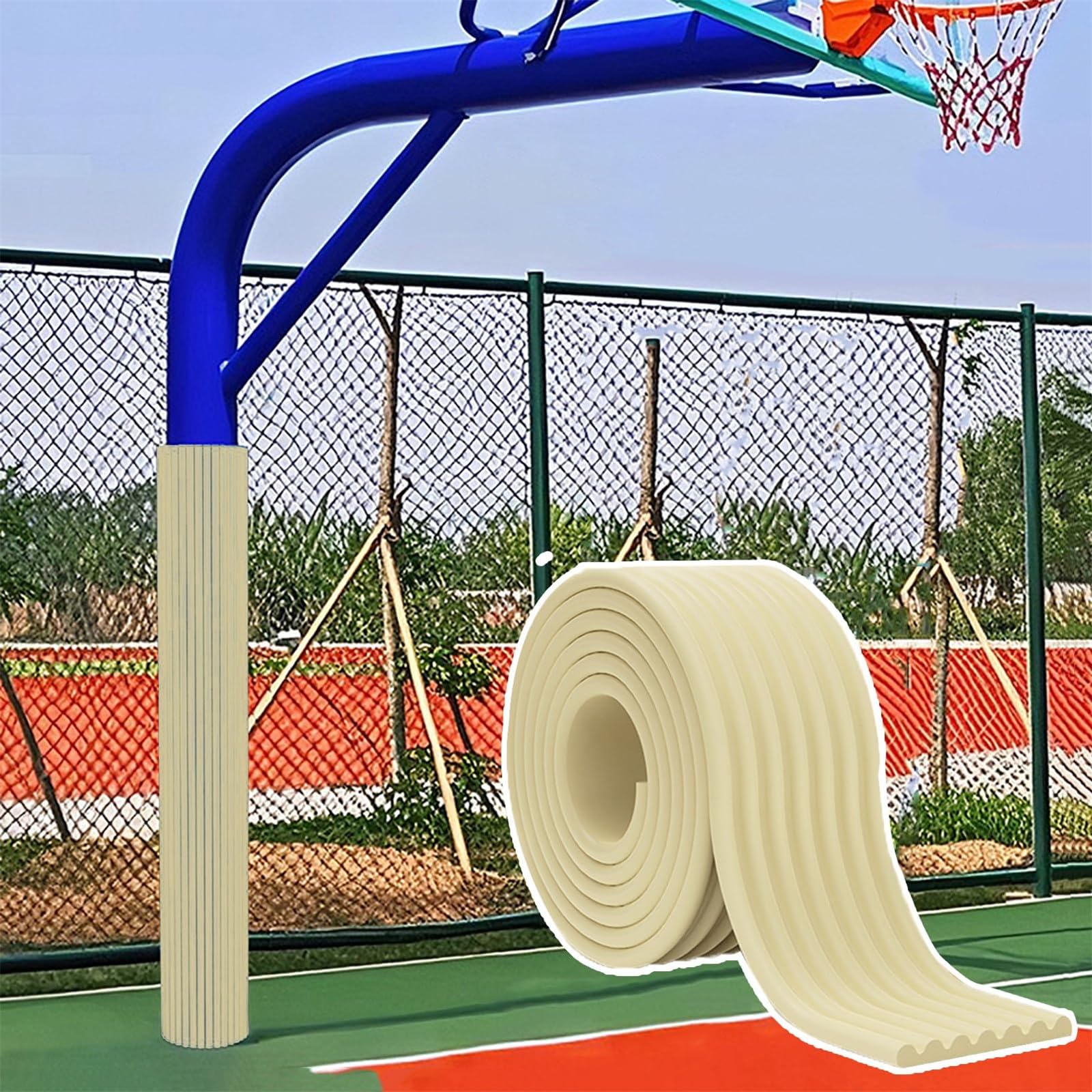 IEOWY Basketball Pole Protector Padding, Safety Post Pads for Basement, Garage, Self-Adhesive Basketball Pole Padding, Anti-collision, Waterproof,C-200cm