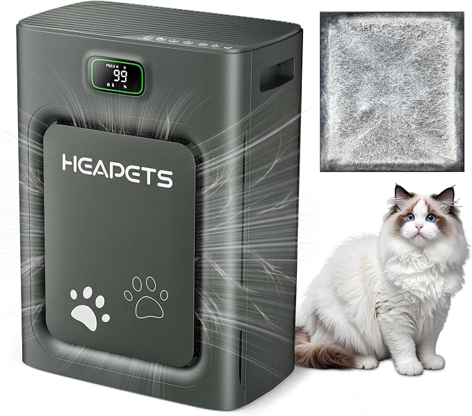 Pet Air Purifier for Home Large Room 2500 sq ft,H13 HEPA Washable Double-Sided Filter,Air Cleaner for Pet Hair Dander Odor Allergies Pollutant Smoke Dust,PM2.5 Air Quality Monitor,Auto Mode,P358 Black