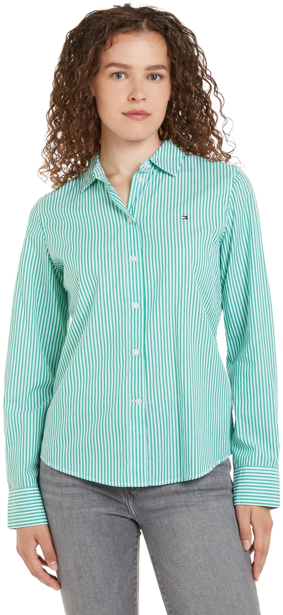 Tommy Hilfiger Blusa Mujer Essential Regular Shirt Camisa informal, Blau (Azul), 44
