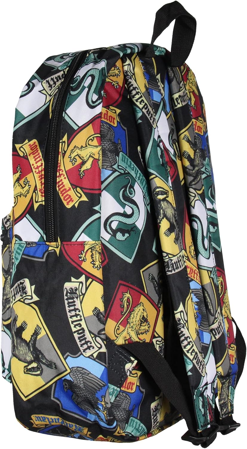 Harry Potter Backpack Hogwarts Houses Crest All Over Print Laptop Travel Backpack 17" - Image 3