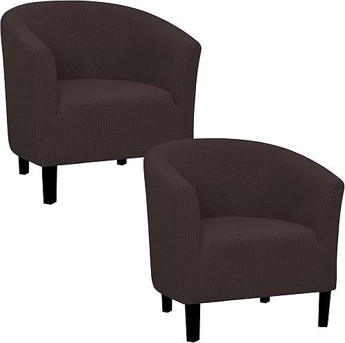Easy-Going Funda elástica para sillón de club, 2 piezas, funda protectora de muebles jacquard (chocolate, paquete de 2)