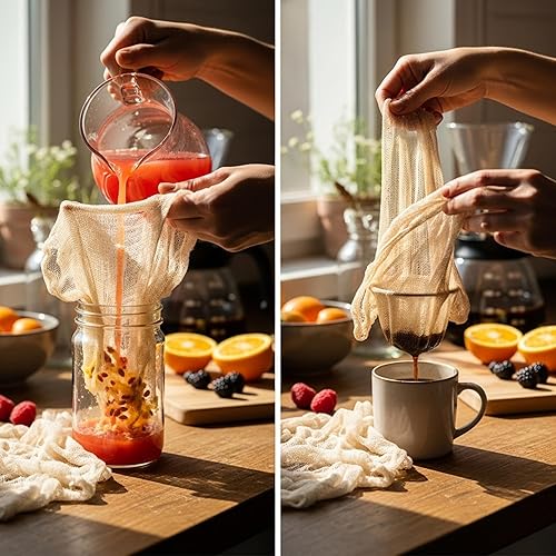 Miniatura 6 de Estopilla  Bolsa de leche de nueces, filtro de malla fina, colado reutilizable, grado 100, paño de muselina de mantequilla sin blanquear para