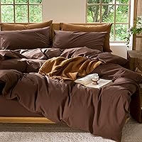 Vista 45 de MooMee Juego de funda de edredón 100% algodón lavado con textura tipo lino, transpirable, duradero, suave y cómodo