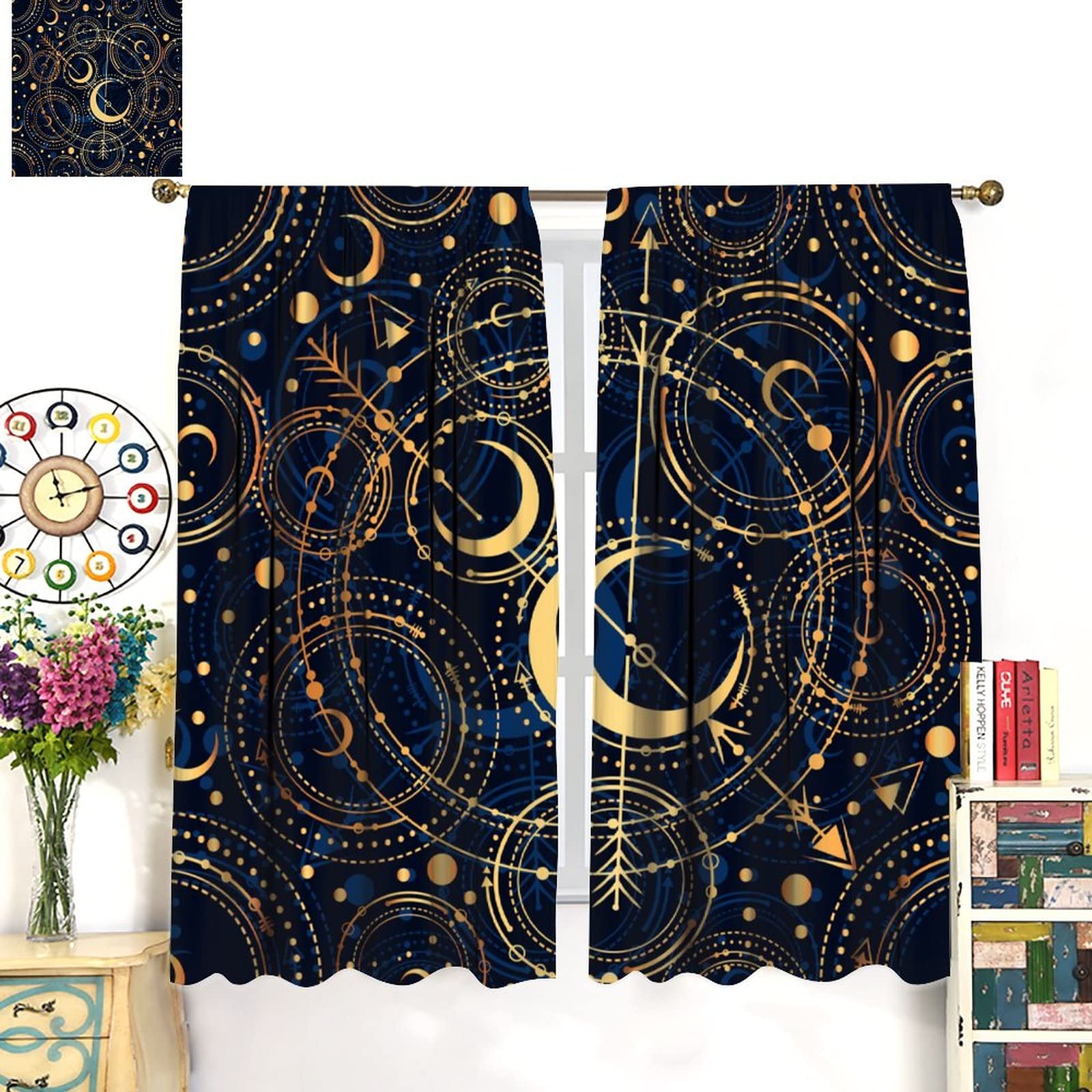 Amazon｜ファンタジー 月 スター カーテン、ボーホーテーマ