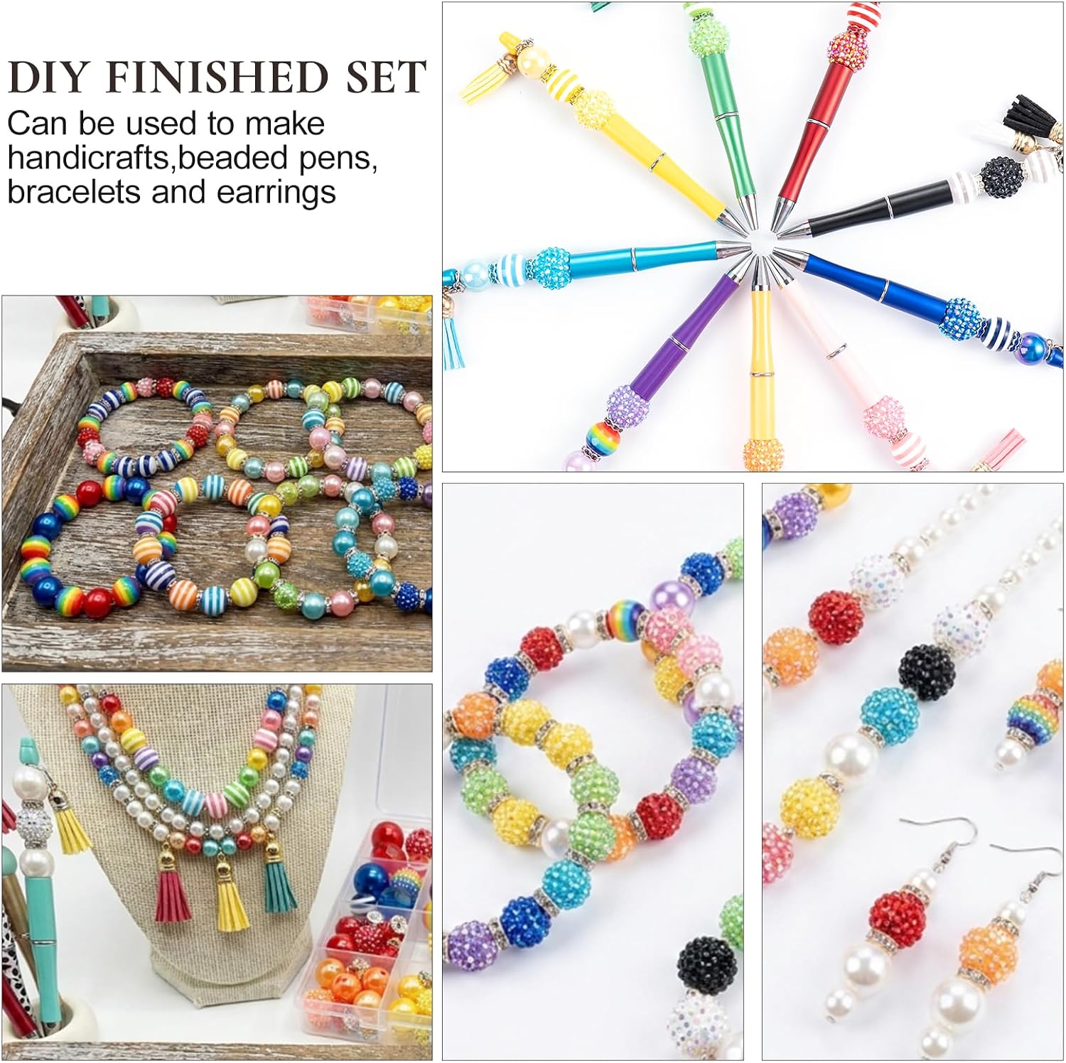 230pcs Rhinestone Beads for Pens DIY Kit Spacer Acrylic Focal Beads