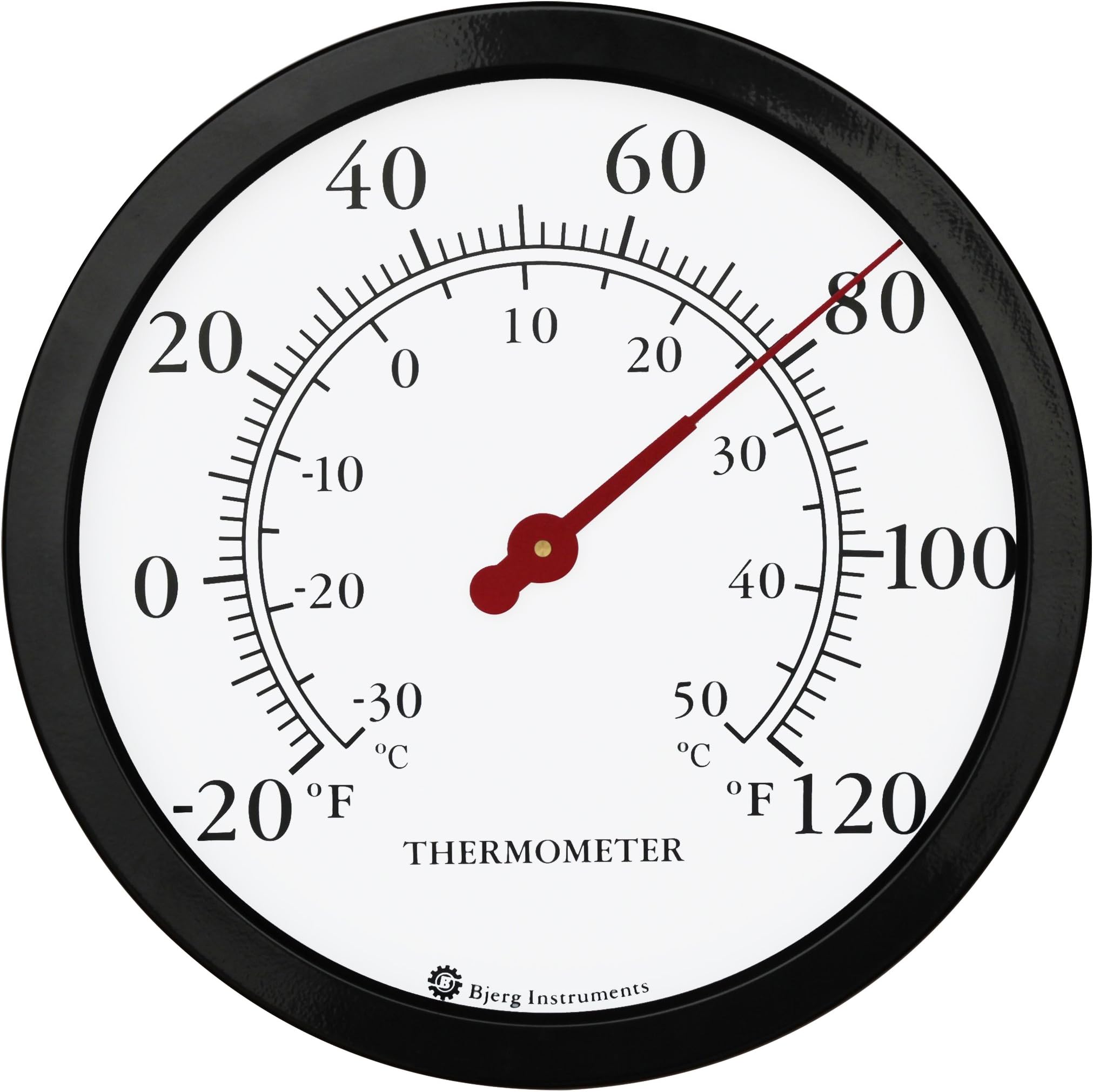 12" Steel Enclosure Decorative Indoor/Outdoor Patio Wall Thermometer (Black)