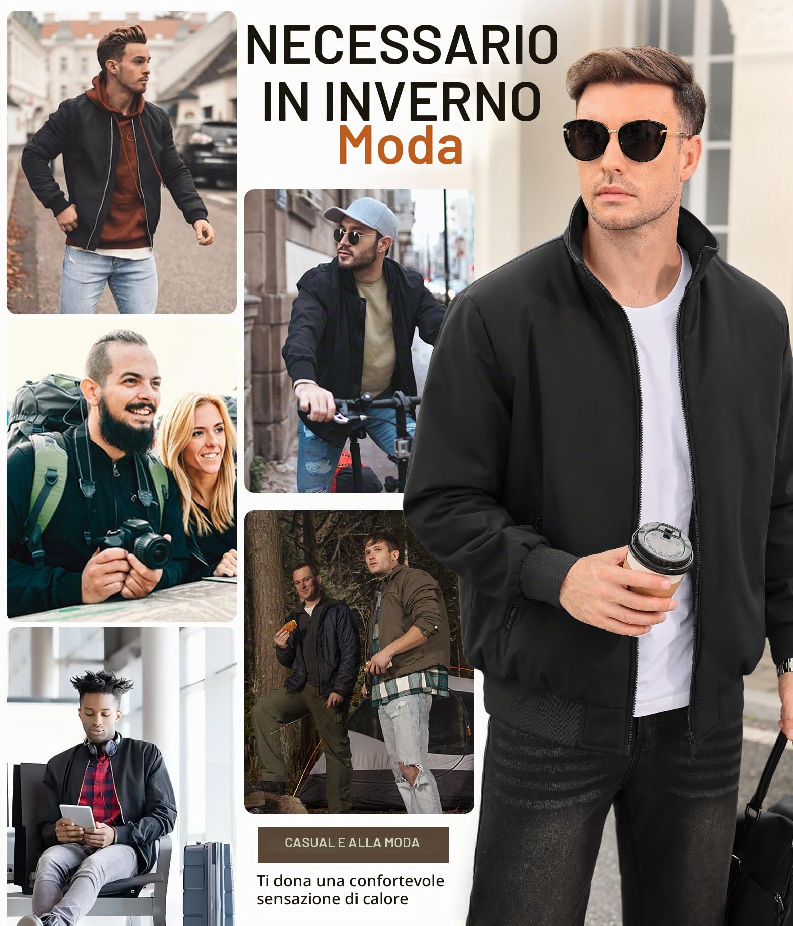 Xnova Giubbotto Invernale Uomo Leggero Giacca Bomber Uomo Militare Impermeabile Caldo Giubbino in Pile Antivento Casual Jacket Giubbotto da Lavoro con Zip e Tasche