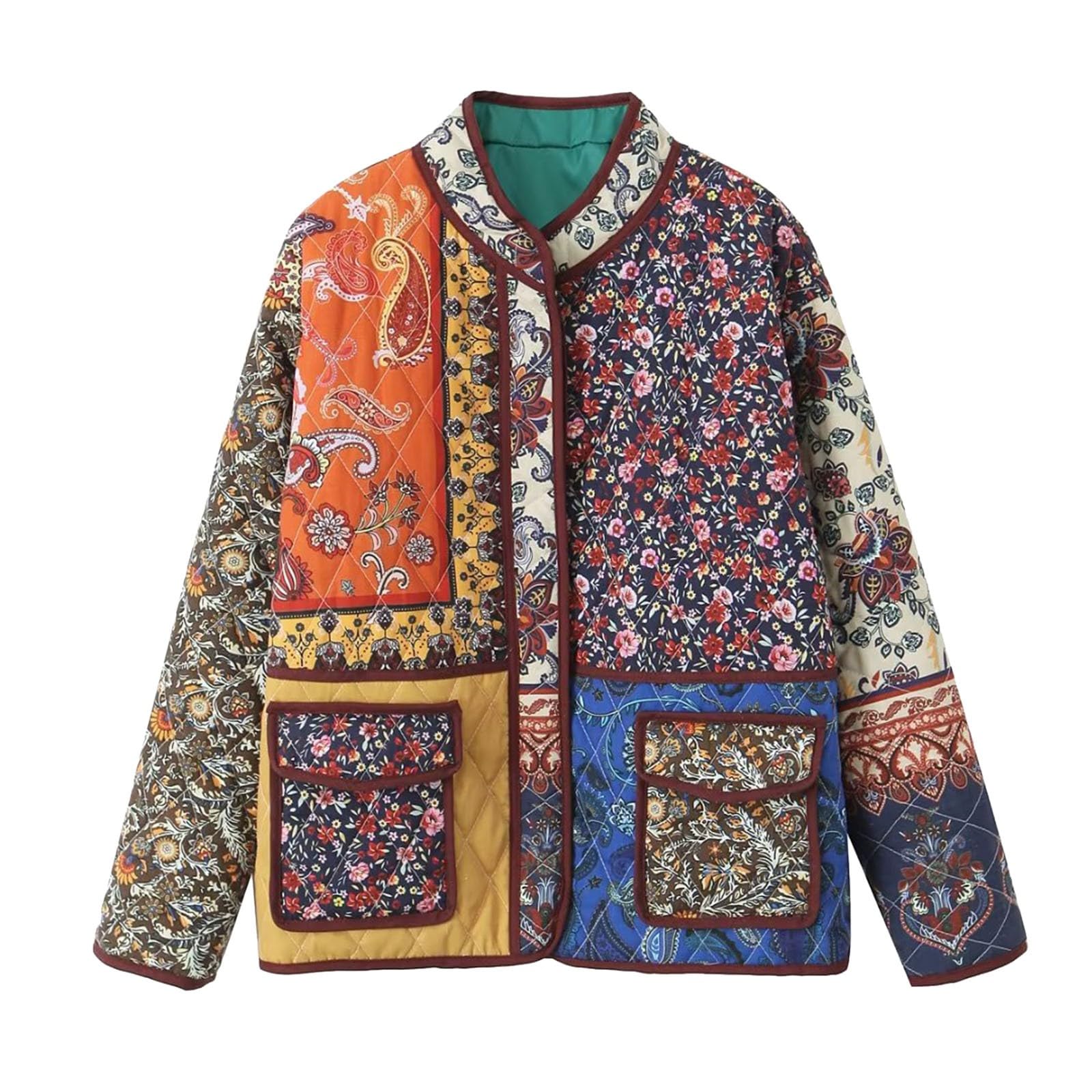 Genérico Cazadora Invierno Mujer,Chaqueta De Mujer CáRdigan Ligero Con Frente Abierto Acolchado En Contraste De Color