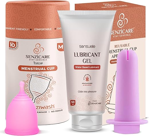 Reusable Menstrual Cup, Menstrual Cup Applicator With Lubricant Gel For Women|For Easy Insertion Of Menstrual Cups (Medium),3 Count,Pink