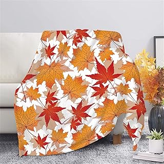 FUSURIRE Autumn Maple Leaves Blankets and Throws Soft Baby Swaddle Blanket Cozy Soft Lightweight Blankets for Bed Sofa Couch Adult Kids Use
