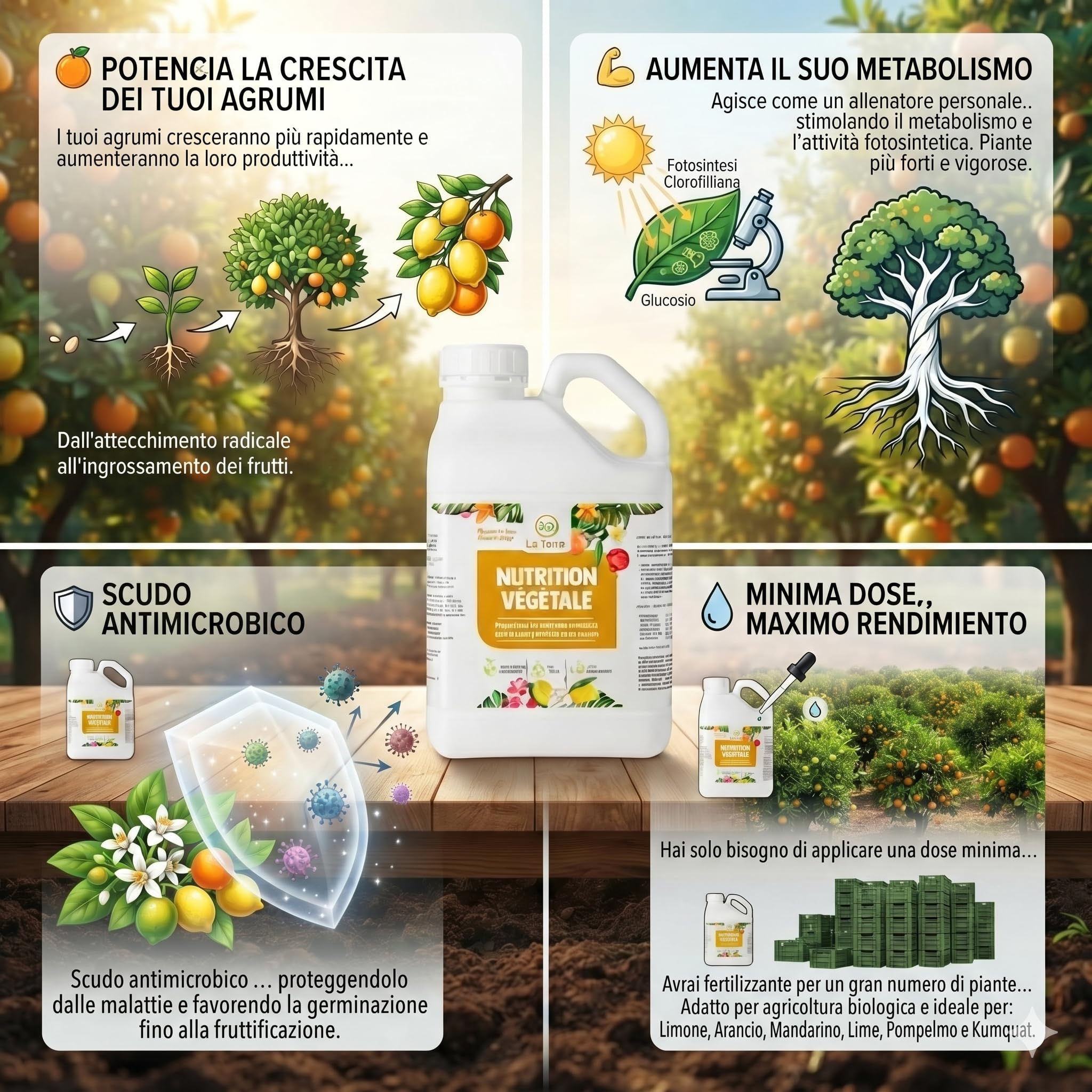 CONCIME PER AGRUMI DA 5 LITRI concime per limone liquido per agrumi, limone, arancia, pompelmo, mandarino, lime e kumquat, aminoacidi vegetali
